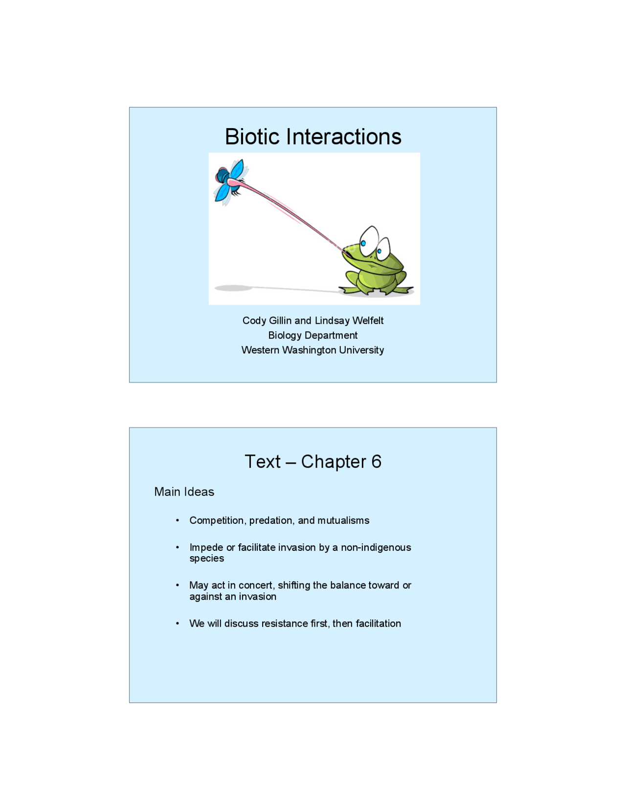 Bio Interaction Examples Biotic Interactions - Biological Invasions - Lecture Slides - Docsity