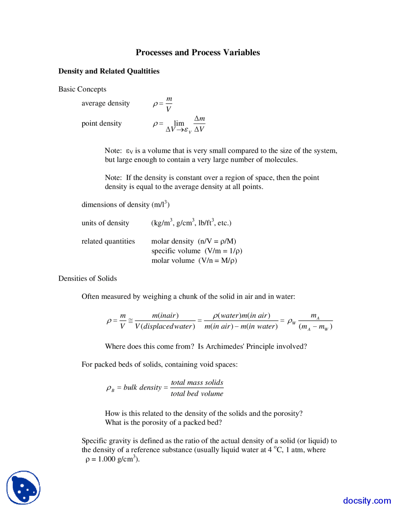 Processes and Process Variables - Chemical Process Principles and ...