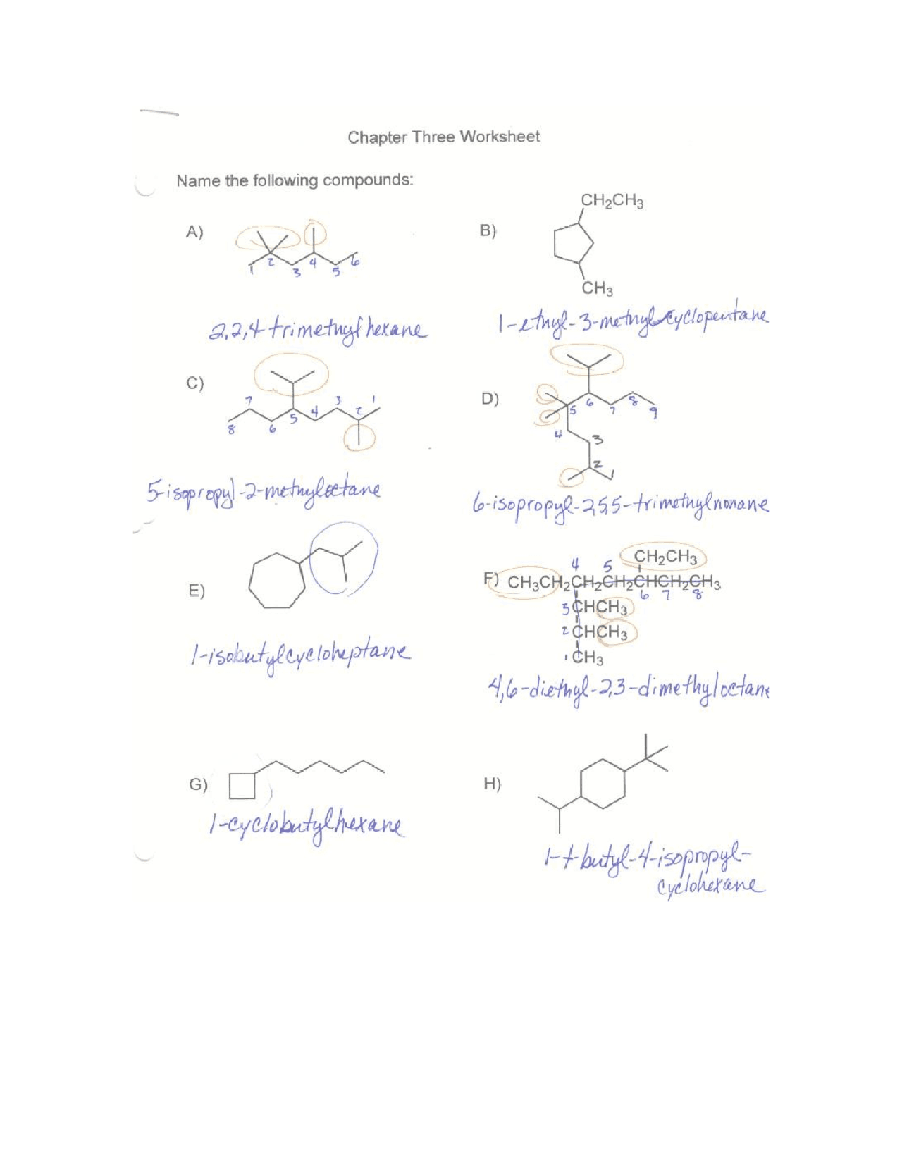 organic chemistry problems with answers