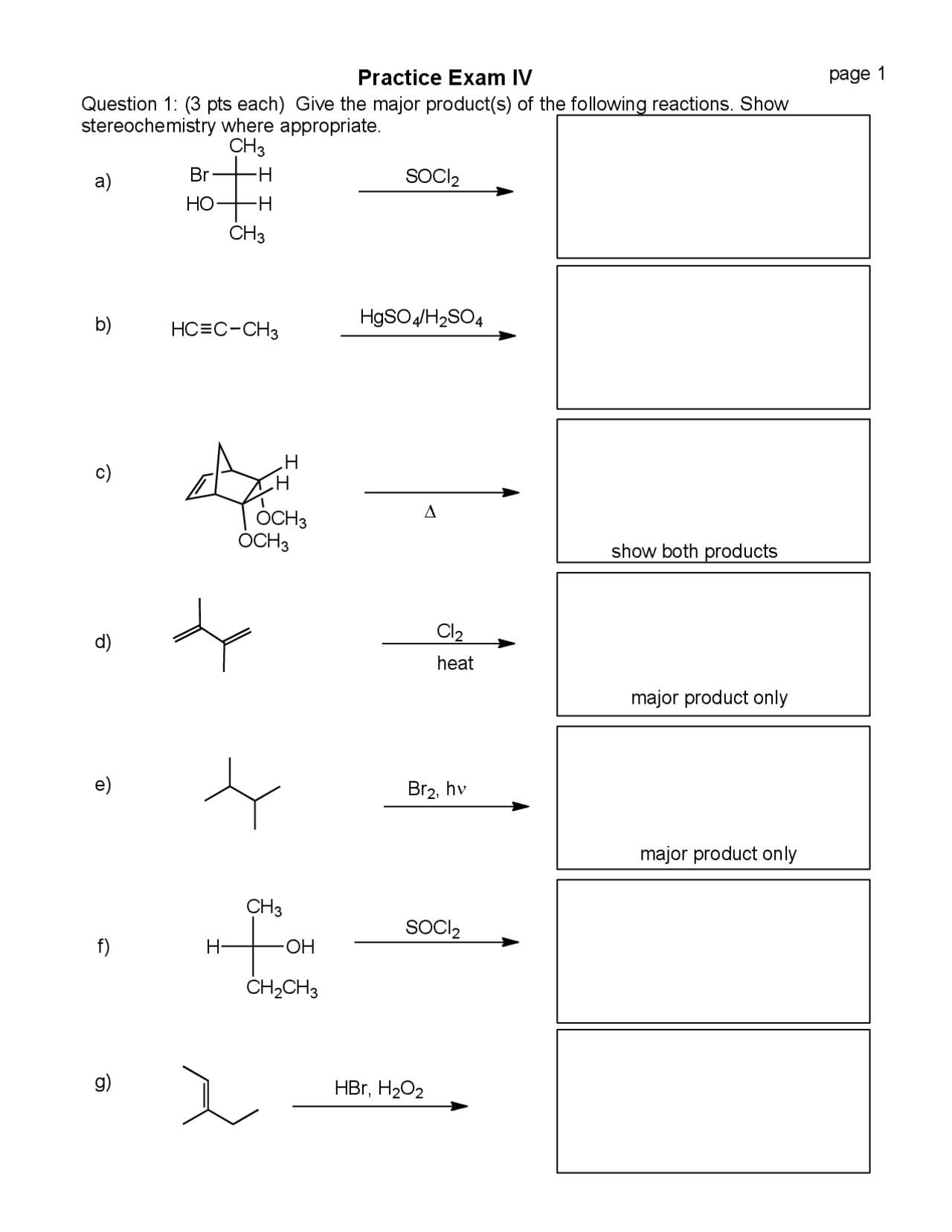 7 Questions for Practice Exam 4 - Organic Chemistry II | CHM 332 ...