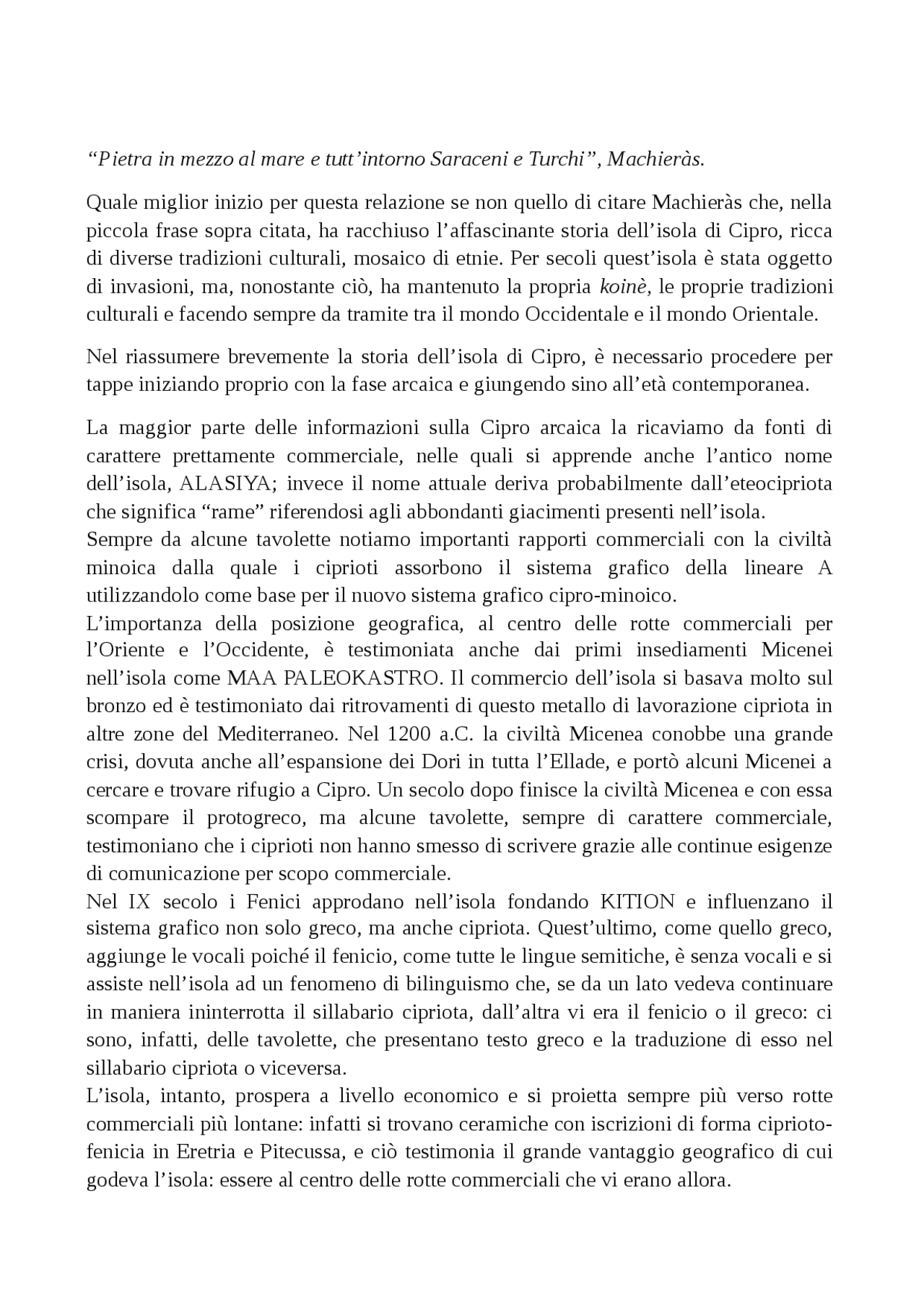 Storia Cipro Docsity