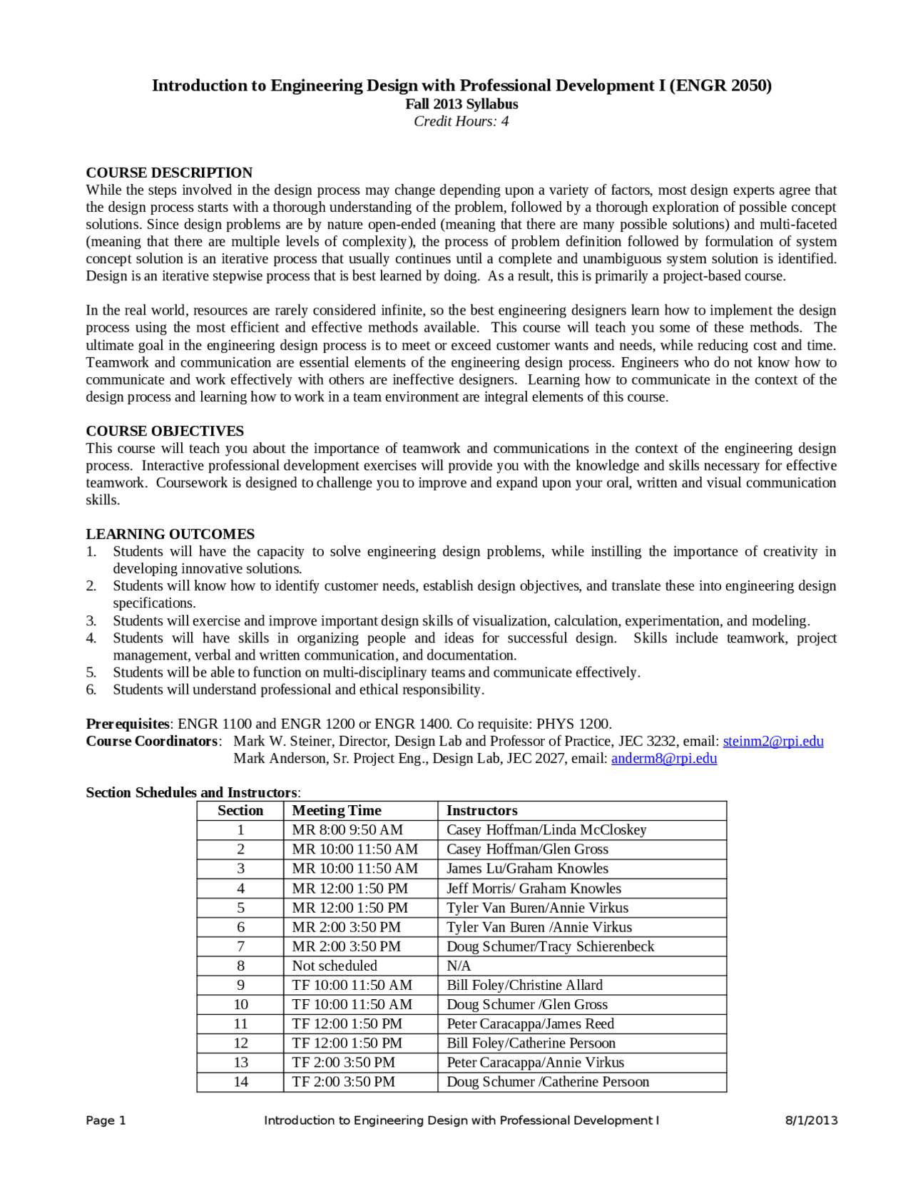 Engineering Course Design Examples Course Description - Introduction Engineering Design | ENGR 2050 ...