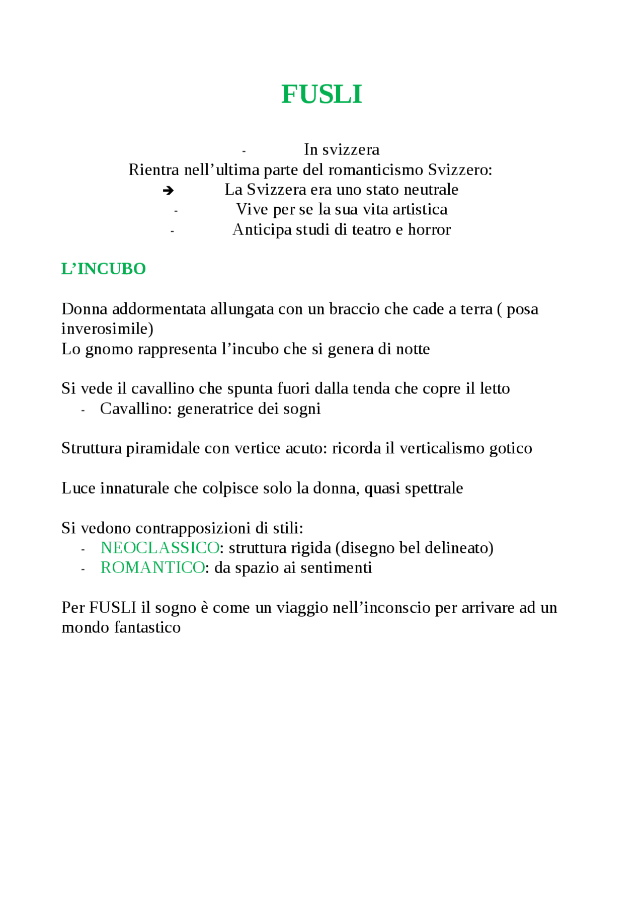 Fusli, l'incubo Appunti di arte Docsity