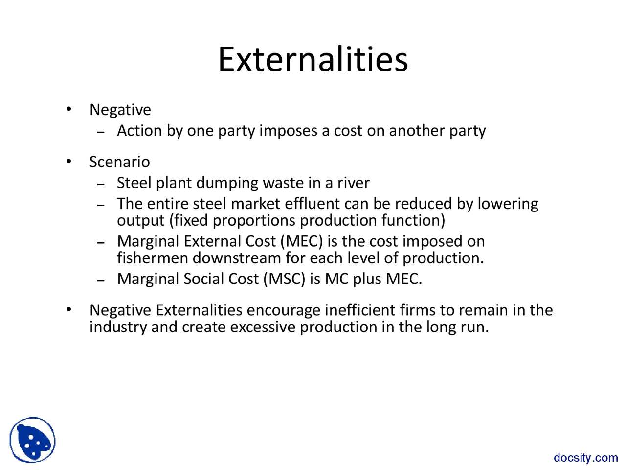 Externalities - Intermediate Microeconomics - Lecture Slides - Docsity