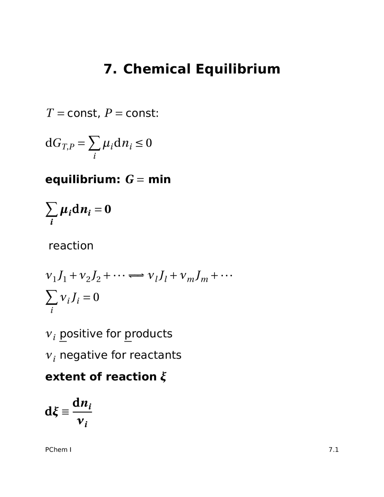 Chemical Equilibrium - Physical Chemistry I - Handout | Exercises ...