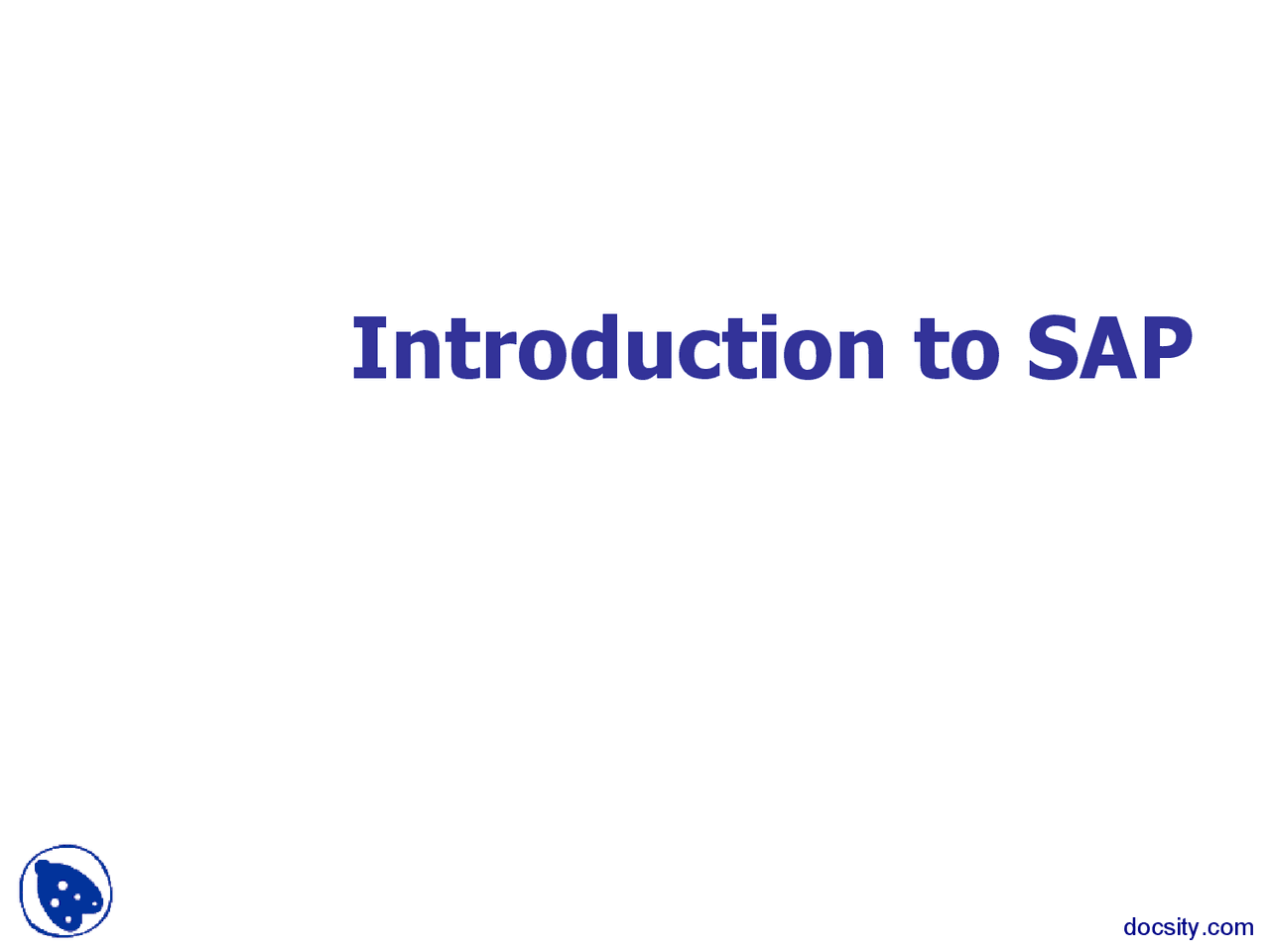 Introduction to SAP - Business Processes - Lecture Slides - Docsity