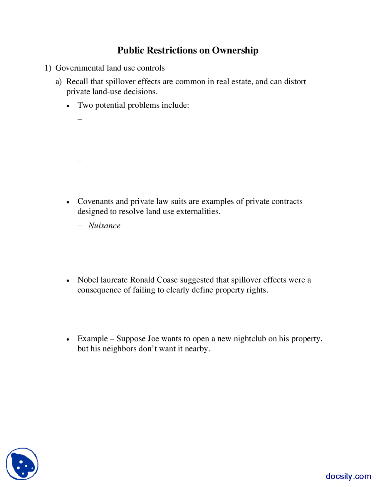 Public Restrictions on Ownership - Principles of Real Estate - Handout ...