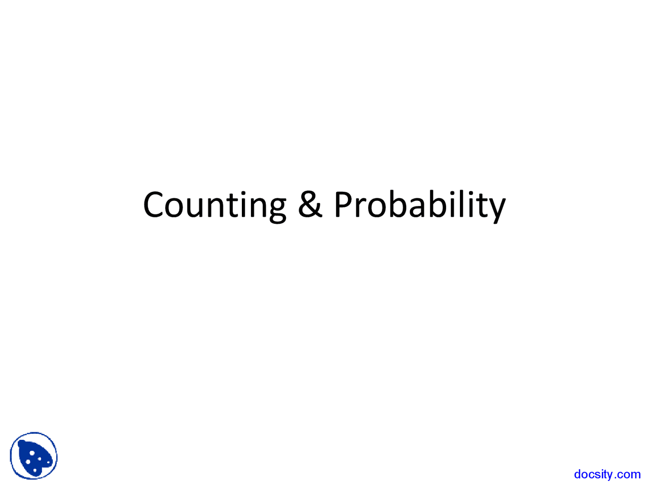 Probability Counting Complex Counting and Probability - Advanced Engineering Math - Lecture Slides ...