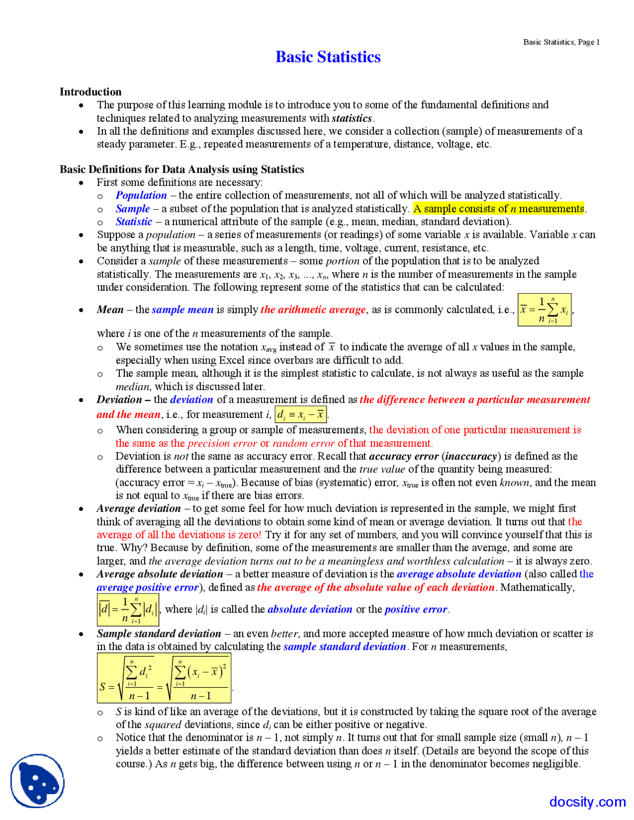 Basic Statistics - Instrumentation, Measurements, Statistics - Lecture ...