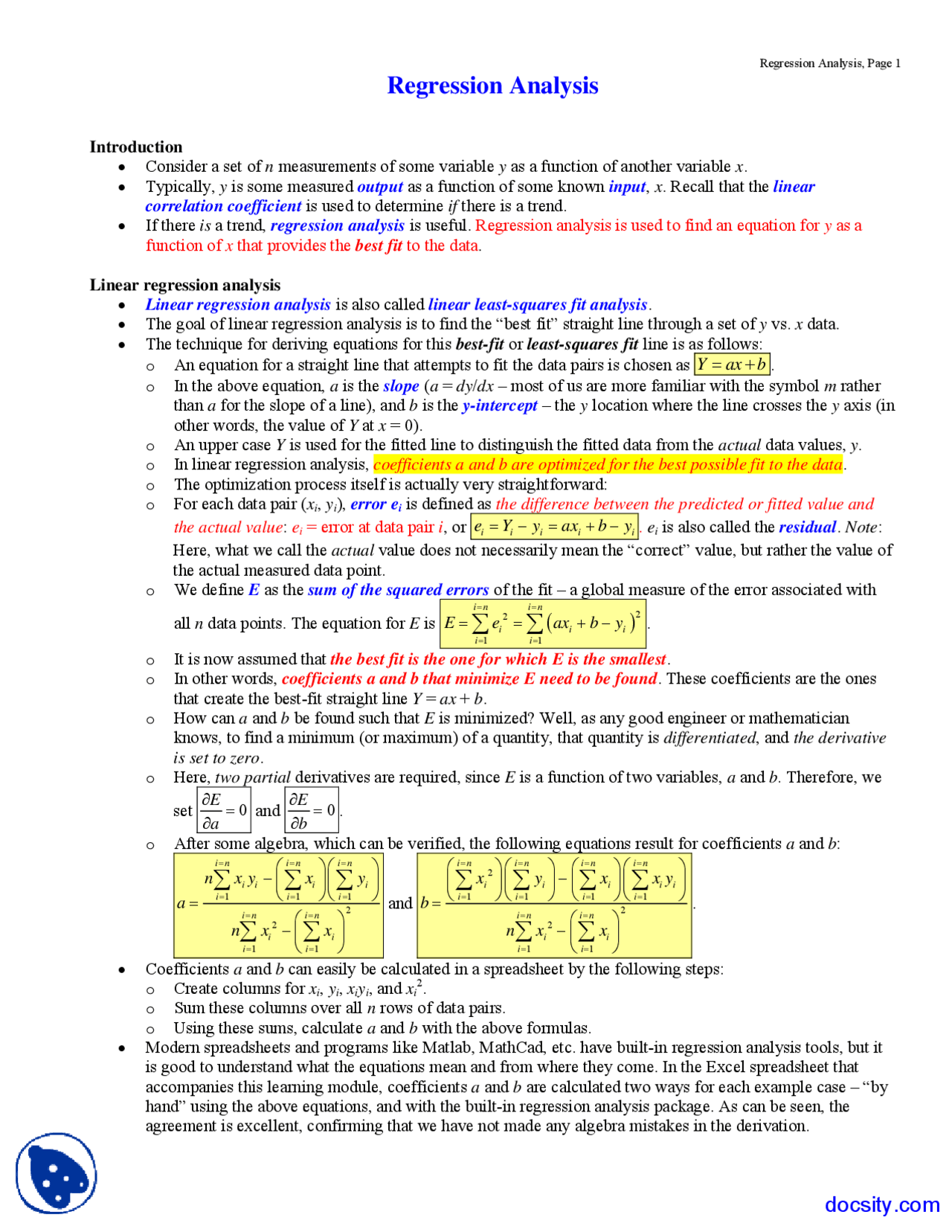 Regression Models Notes Regression Analysis - Instrumentation, Measurements, Statistics ...