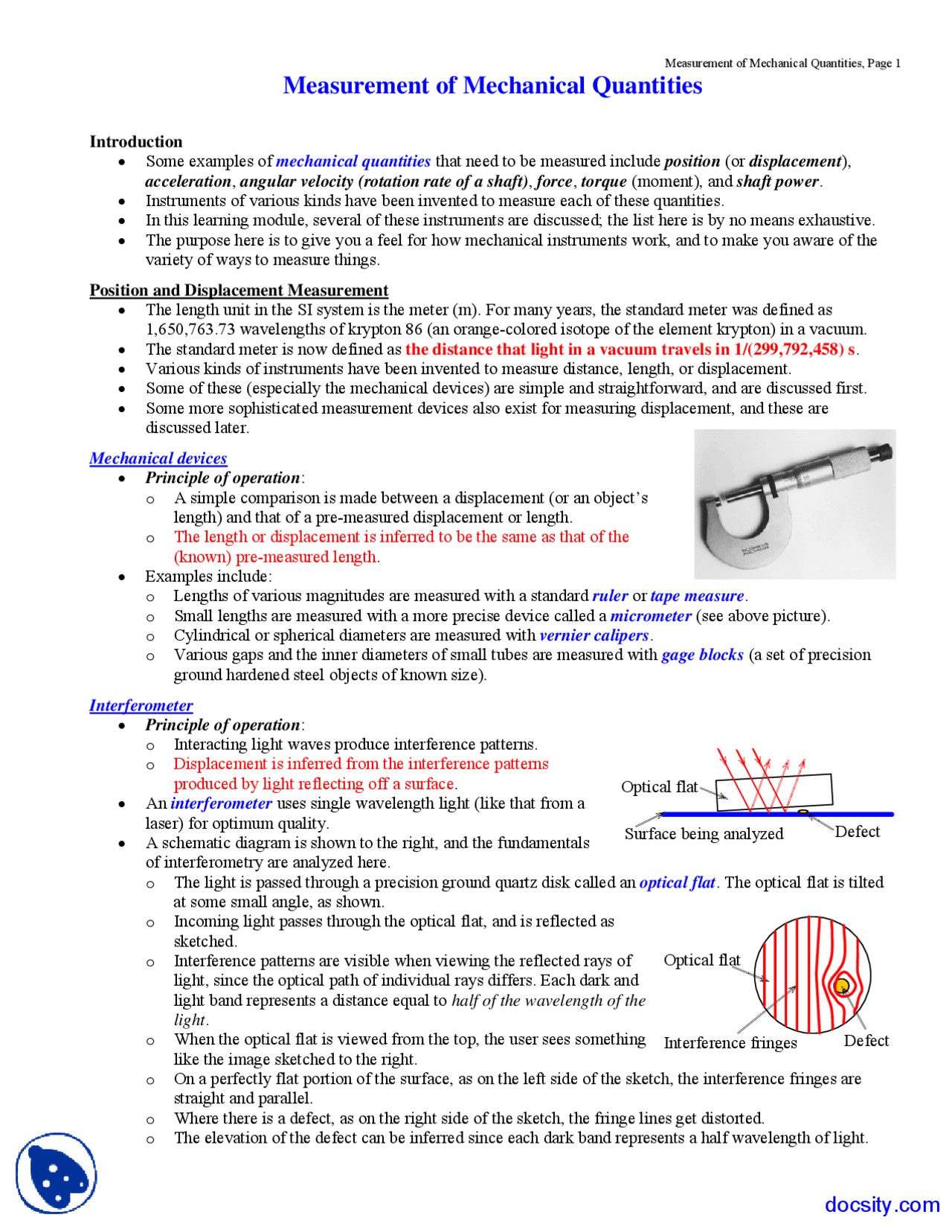 Mechanical Measurement Instrumentation, Measurements, Statistics