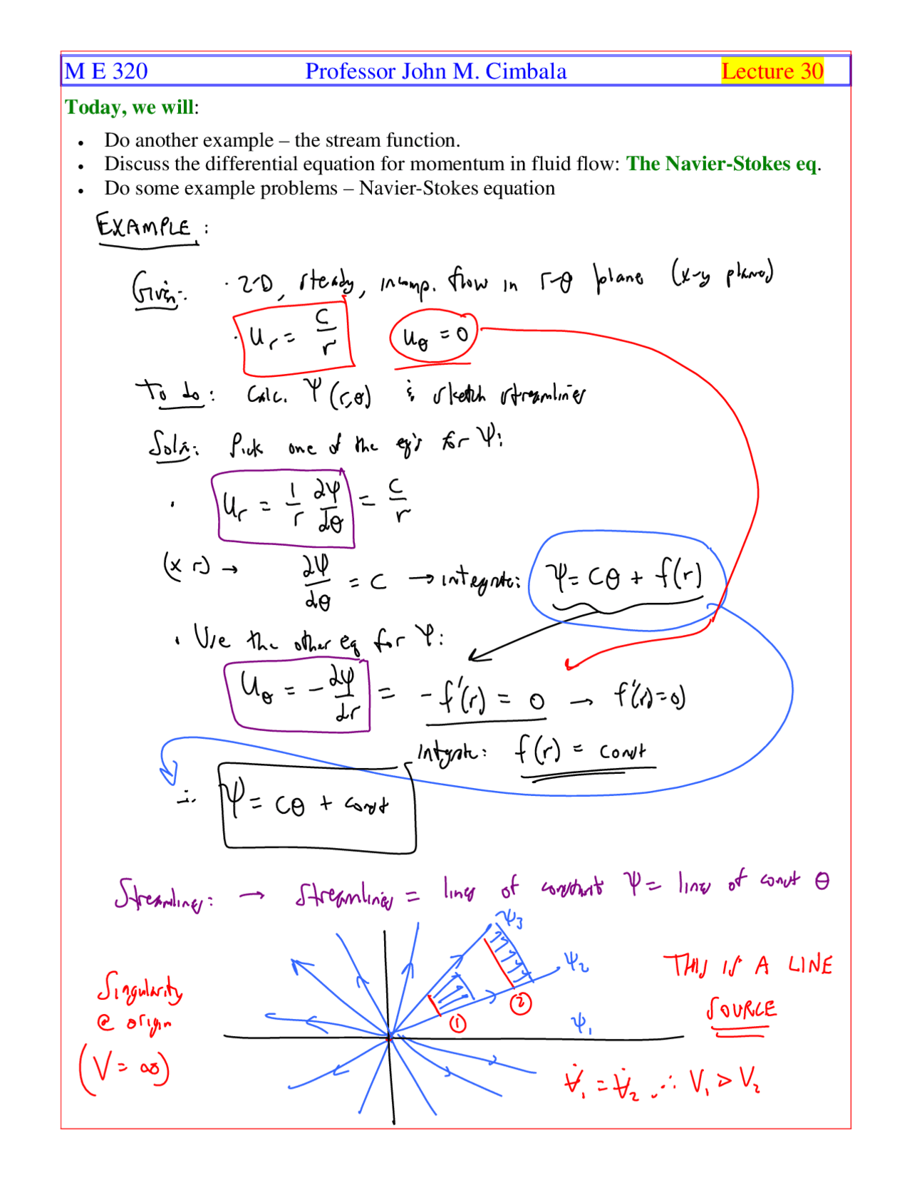 Stream Function - Fluid Flow - Handout - Docsity