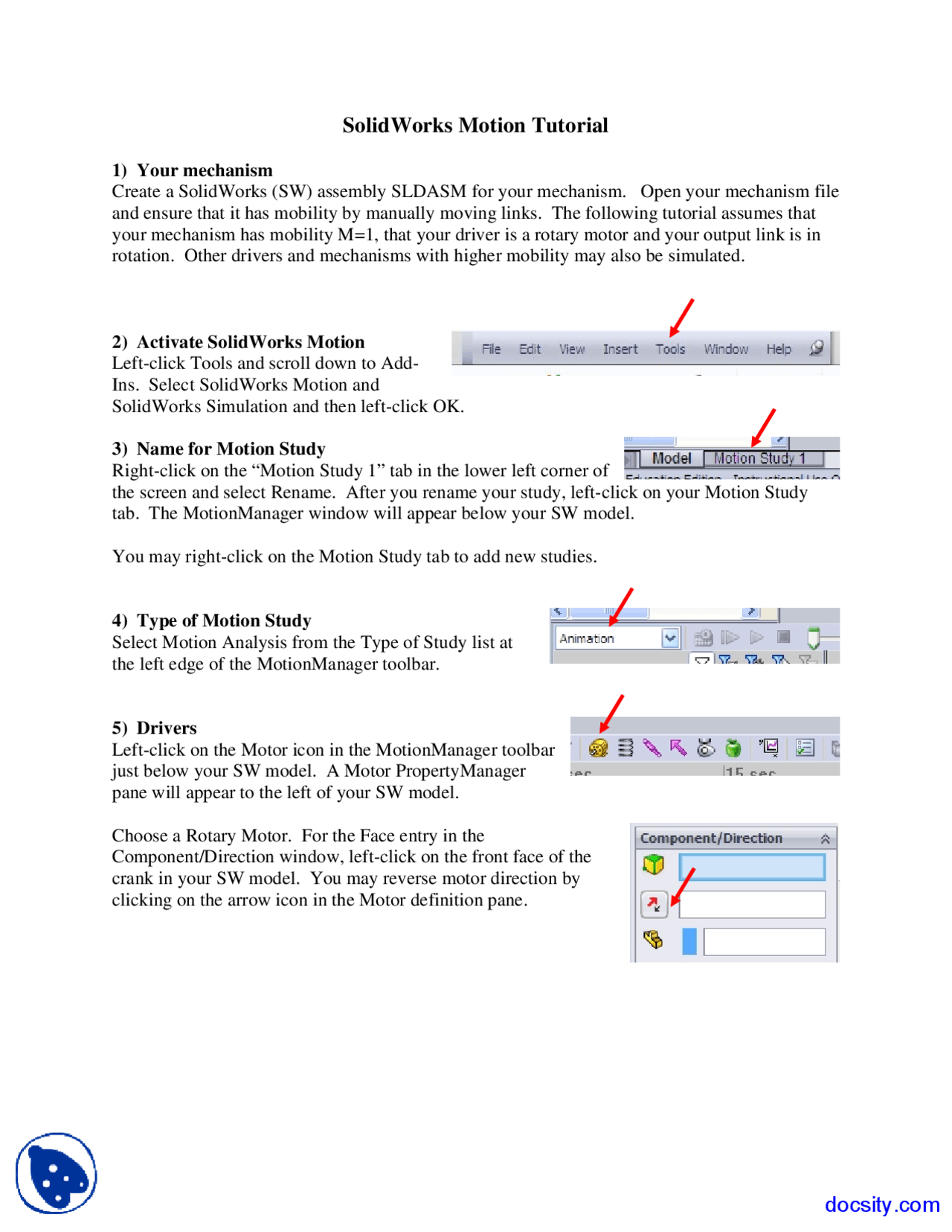 SolidWorks Motion Tutorial - Computer-Aided Analysis of Machine ...