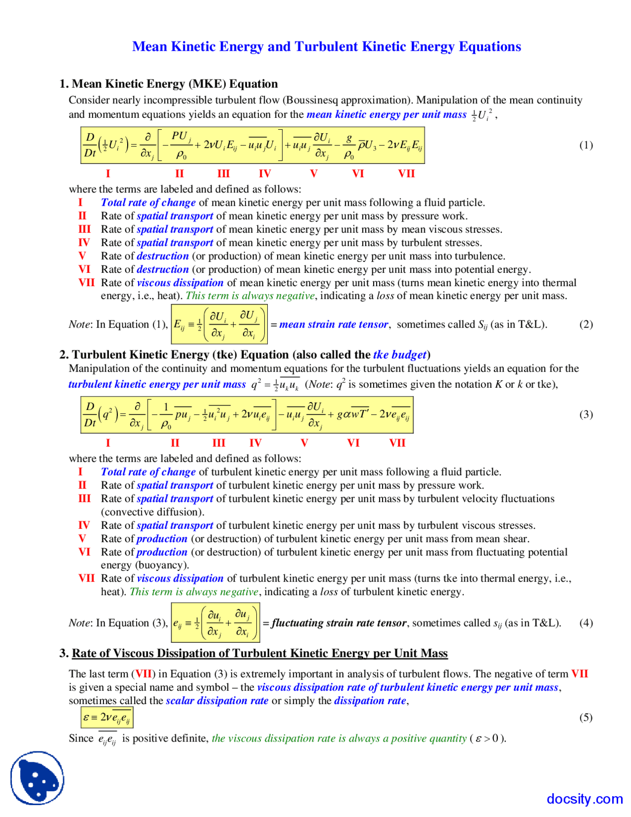 MKE and TKE Equations - Foundations of Fluid Mechanics II - Lecture ...