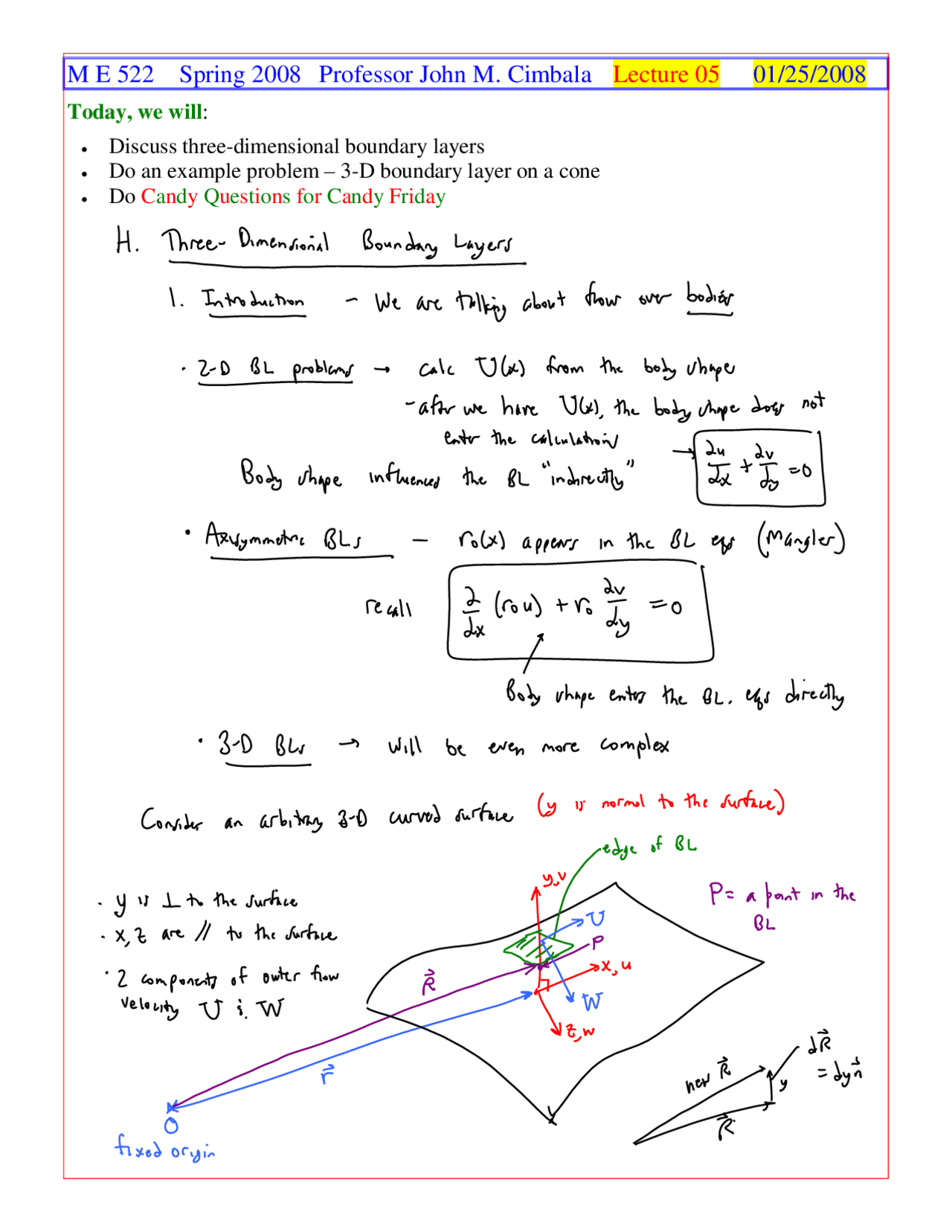 3-D Boundary Layer - Foundations of Fluid Mechanics II - Handout ...