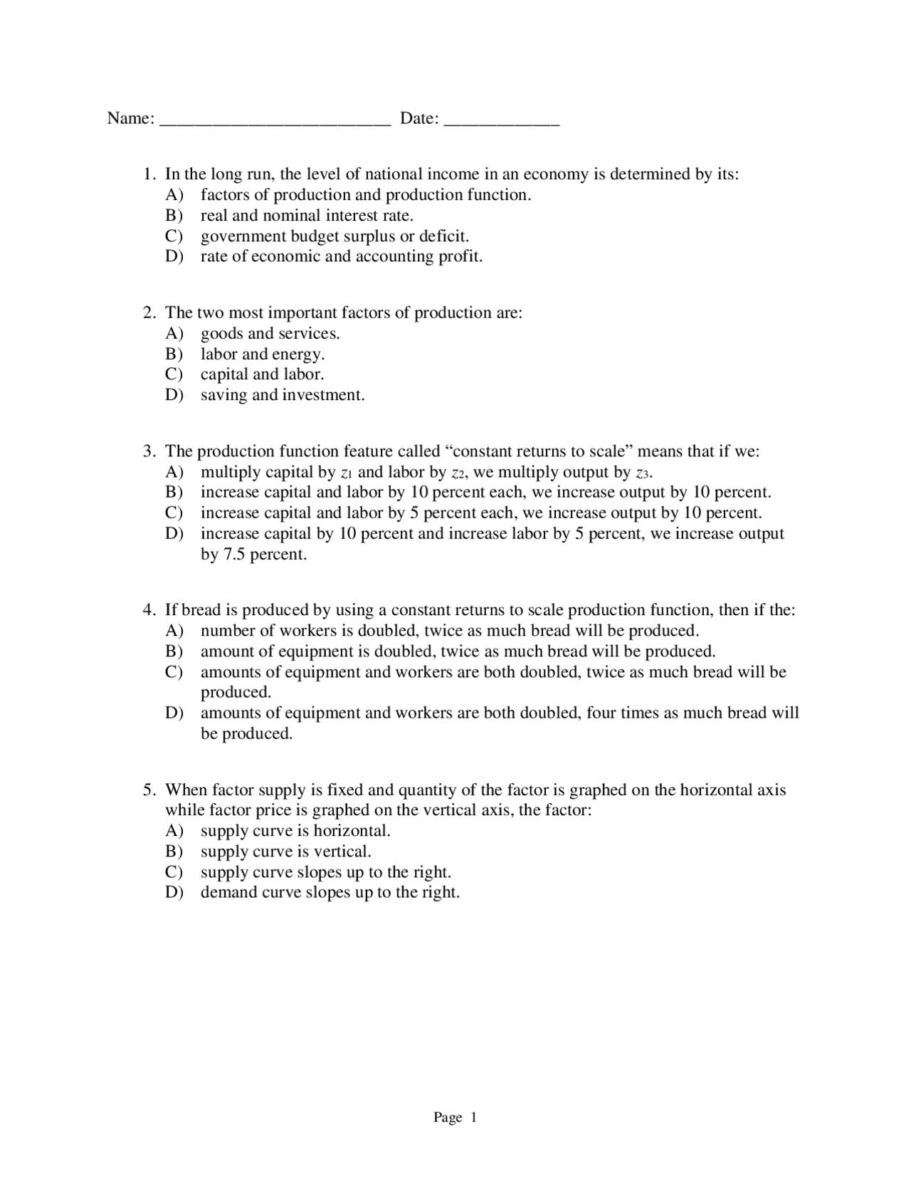 Economics Study Notes: Production, Factors of Production, and Interest ...