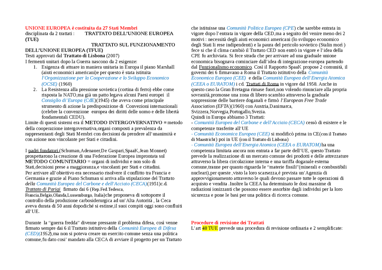 Draetta Elementi di diritto dell'unione europea - Docsity