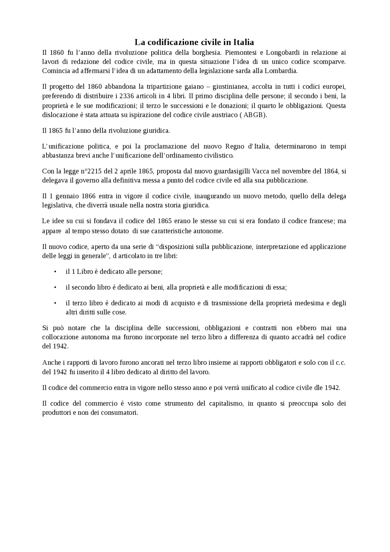 Codice Civile Italiano Sintesi del corso di Storia Medievale E