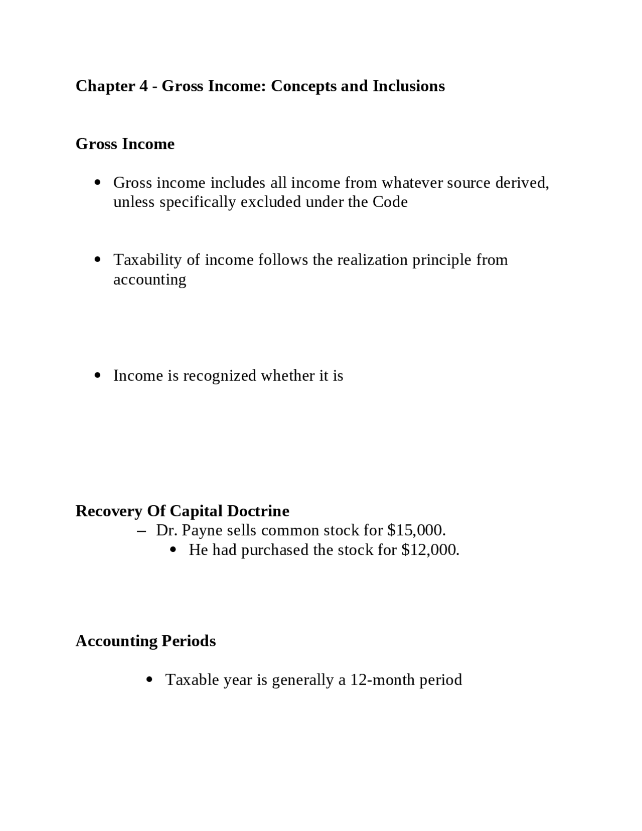 Gross Income: Concepts and Inclusions - Lecture Notes | ACCT 3221 - Docsity