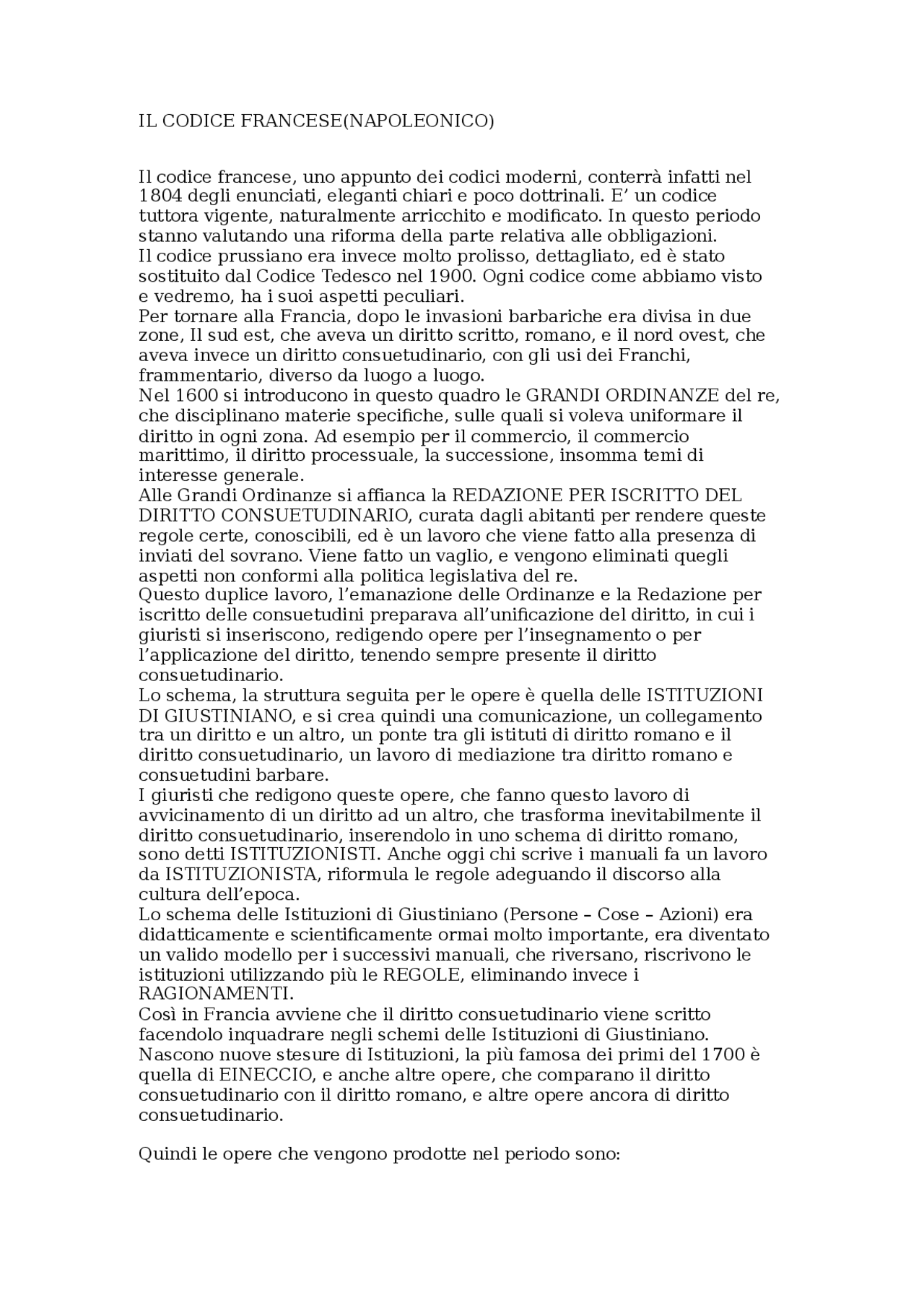 Storia delle codificazioni moderne - il codice francese - appunti ...