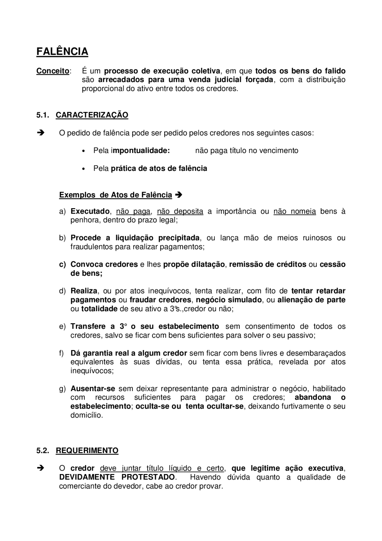 A Falência - Docsity