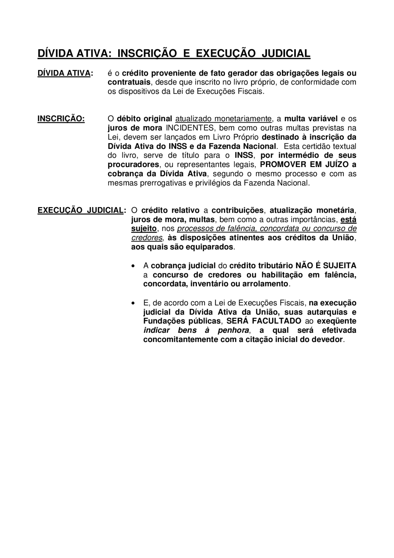 A Dívida Ativa: inscrição e execução judicial. | Notas de estudo ...