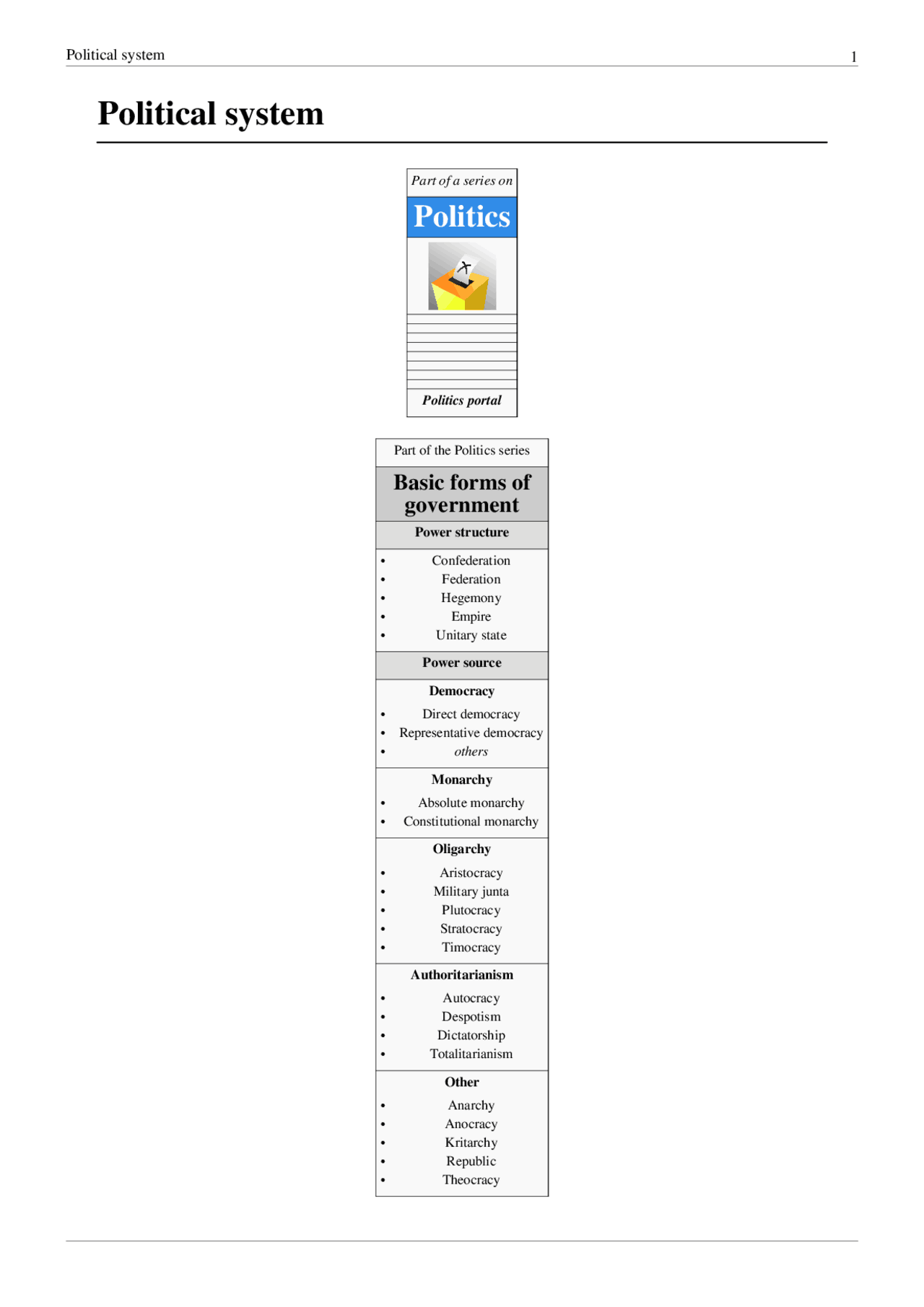 Political Systems Notes Political system - Docsity