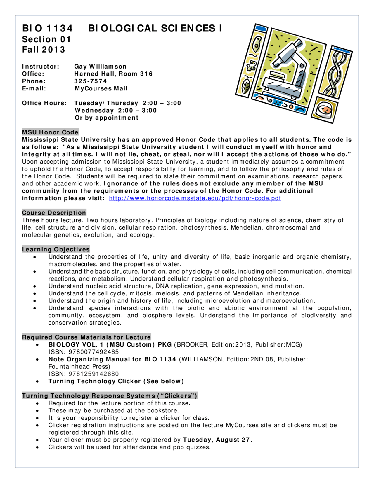 Course Material for Biological Sciences I | BIO 1134 - Docsity