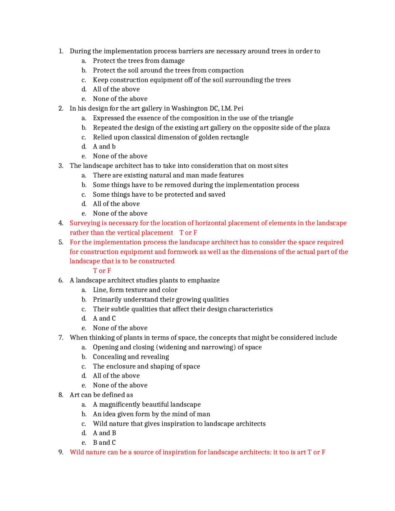 Midterm Exam Practice Problems on Landscape Architecture | LA 1201 ...