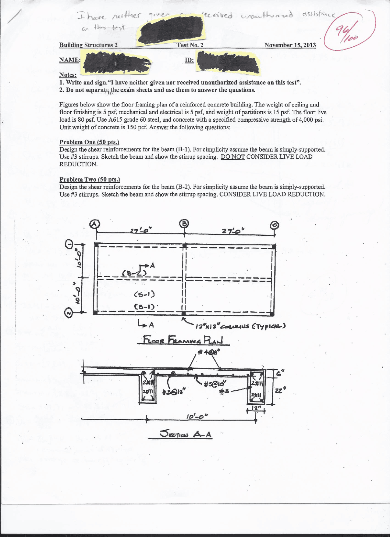 Chapter 40r Building Project Solutions for Test 2 | Building Structures II | ARCH 4076 - Docsity