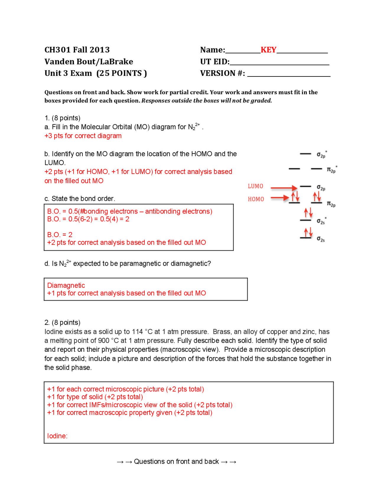 Chemistry Exam Sample with right Answers | CH 301 - Docsity
