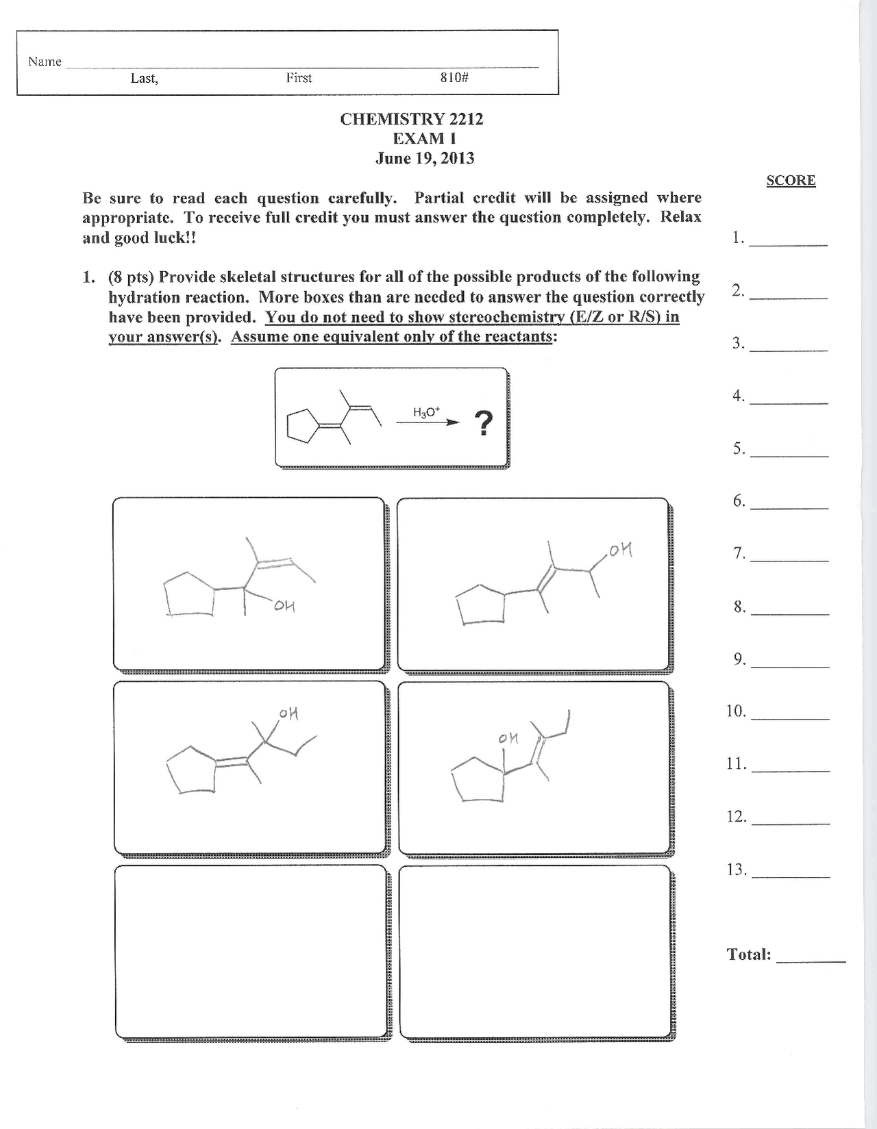 Exam 1 Questions With Answers - Modern Organic Chemistry II | CHEM 2212 ...