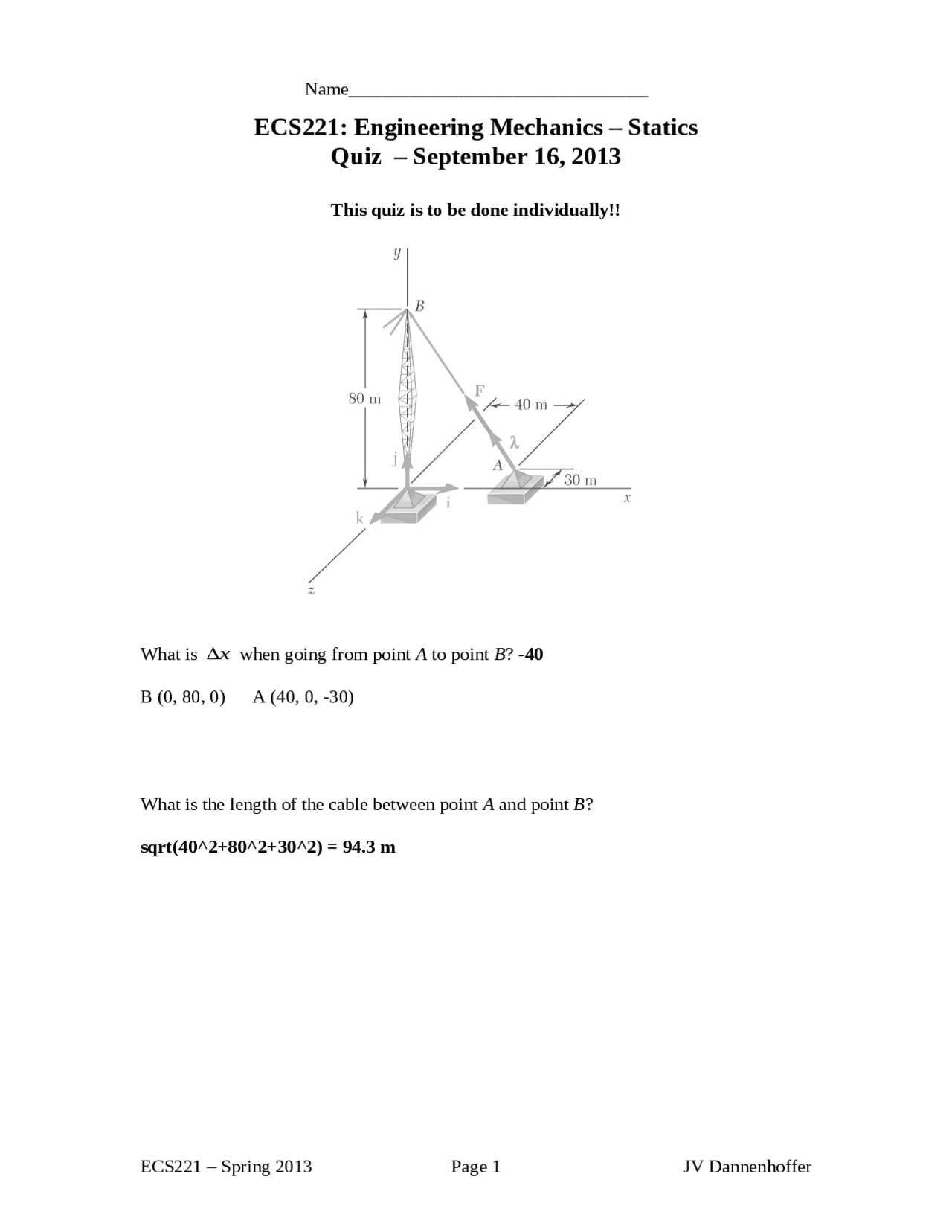 Quiz 3 Engineering Mechanics - Statics | ECS 221 | Quizzes Statics ...