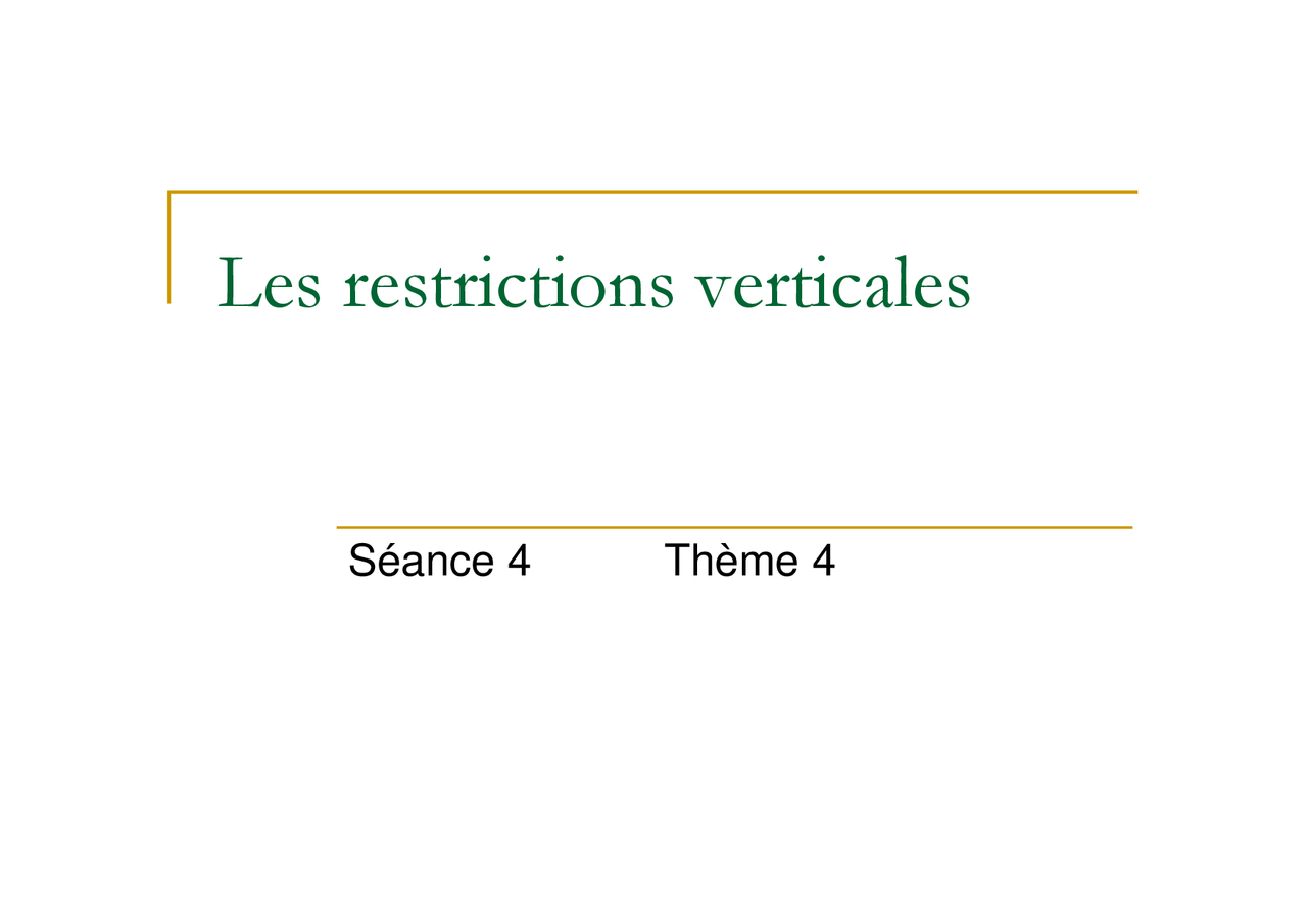 Notes sur les restrictions verticales - Docsity