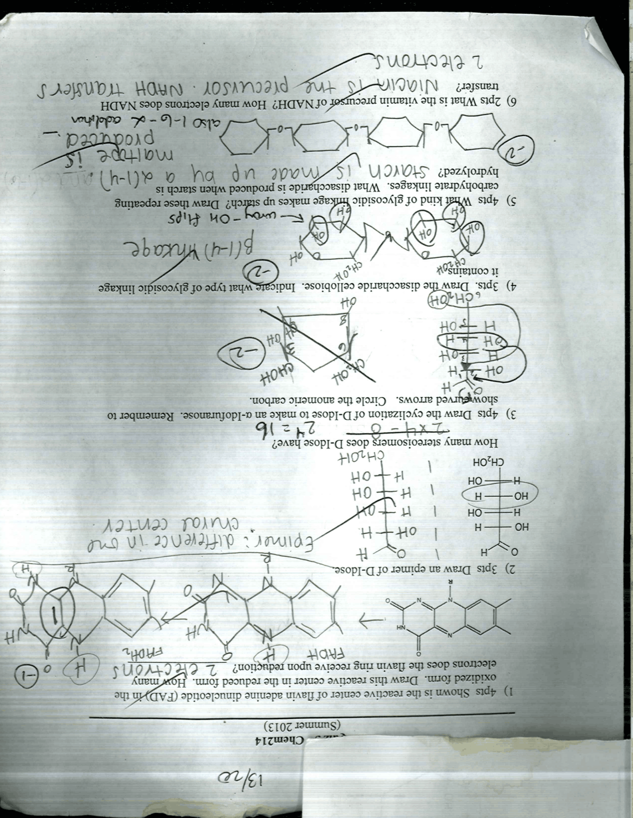 Elementary Biochemistry Quiz 5 With Solution Chem 214 Quizzes