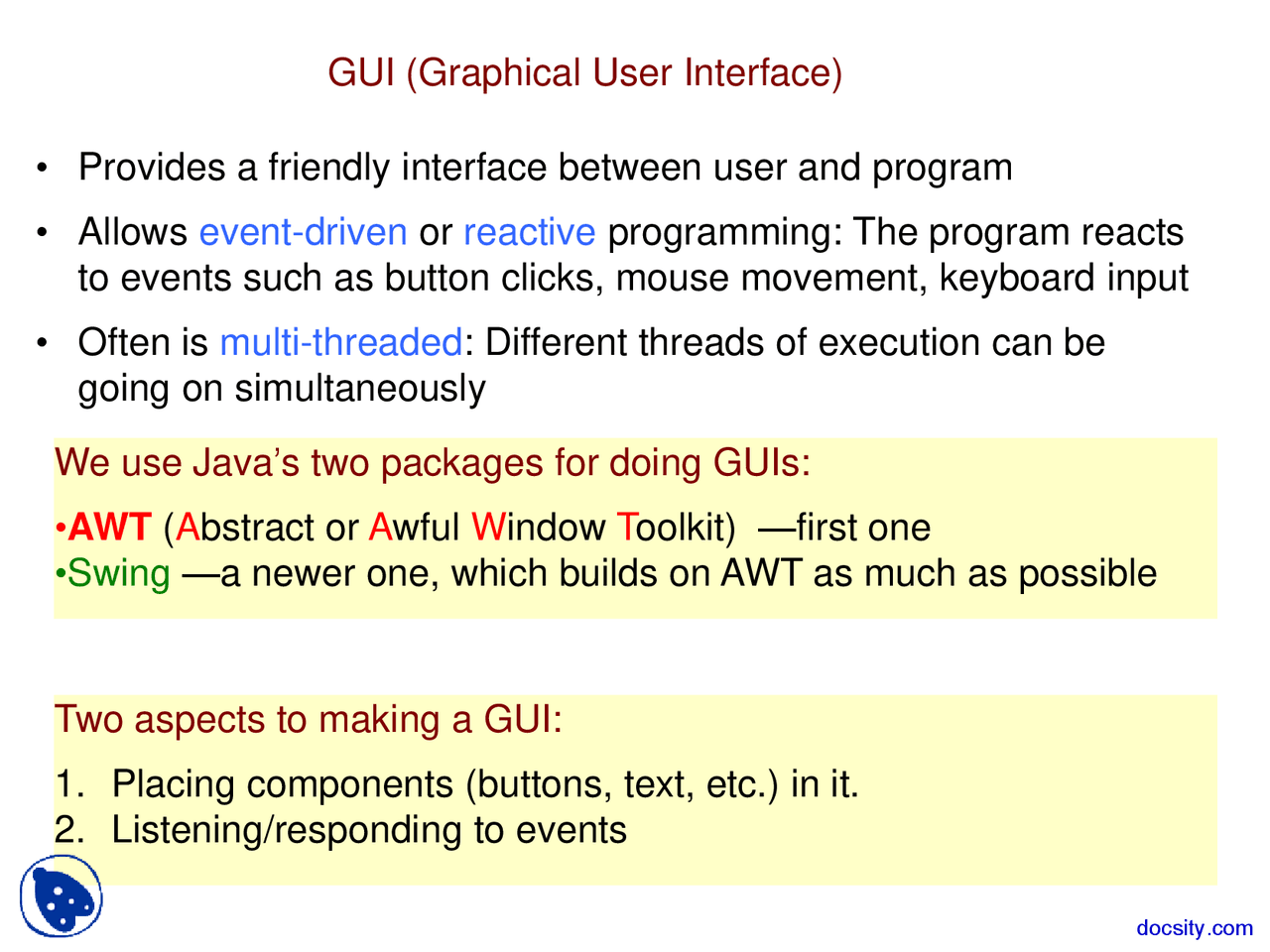 Graphical User Interface - Object Oriented Programming and Data ...