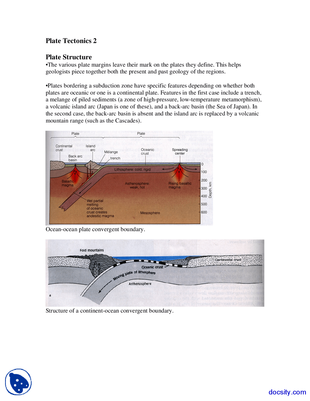 Plate Tectonics, Plate Structure - Earth Science - Lecture Notes - Docsity