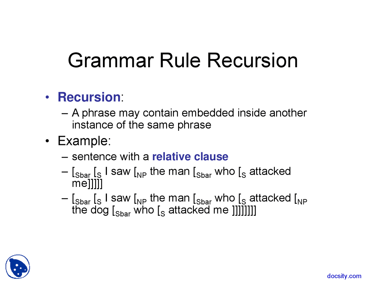 Grammar Rule Recursion - Introduction to Formal Semantics - Lecture ...