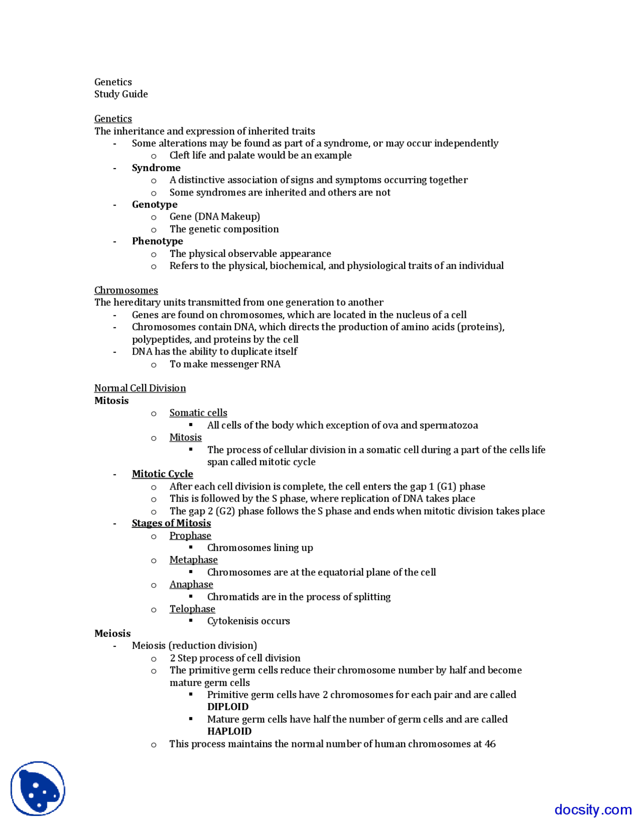 Genetics, Chromosomes - General and Oral Pathology - Lecture Notes ...