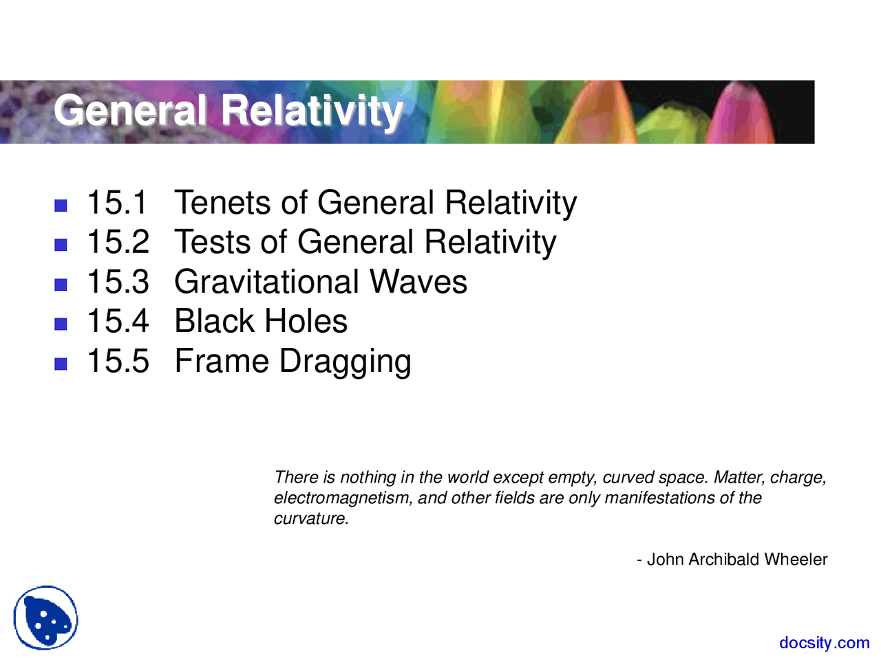 General Relativity - Modern Physics - Lecture Slides | Slides Physics ...