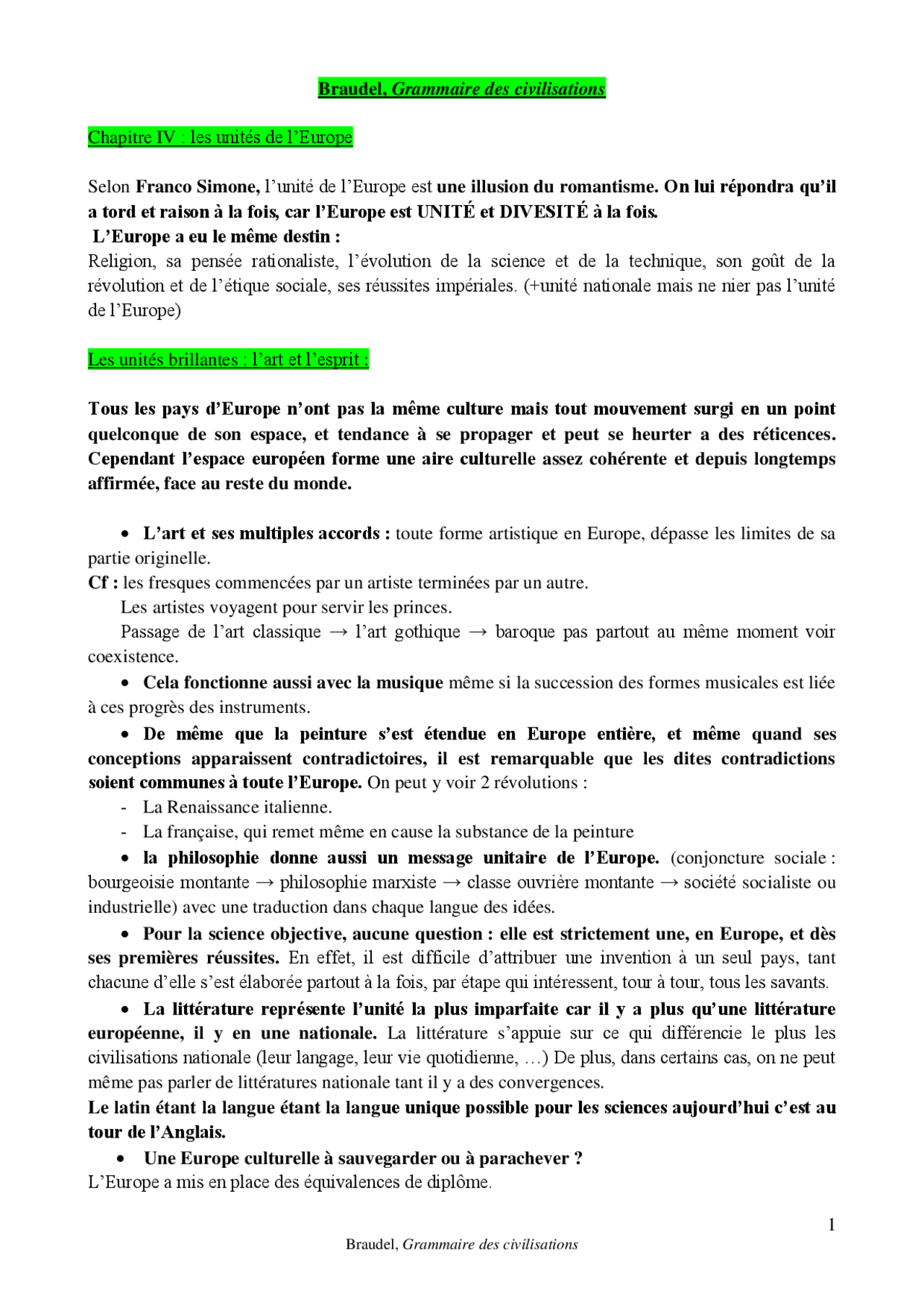 Notes sur la grammaire des civilisations Docsity