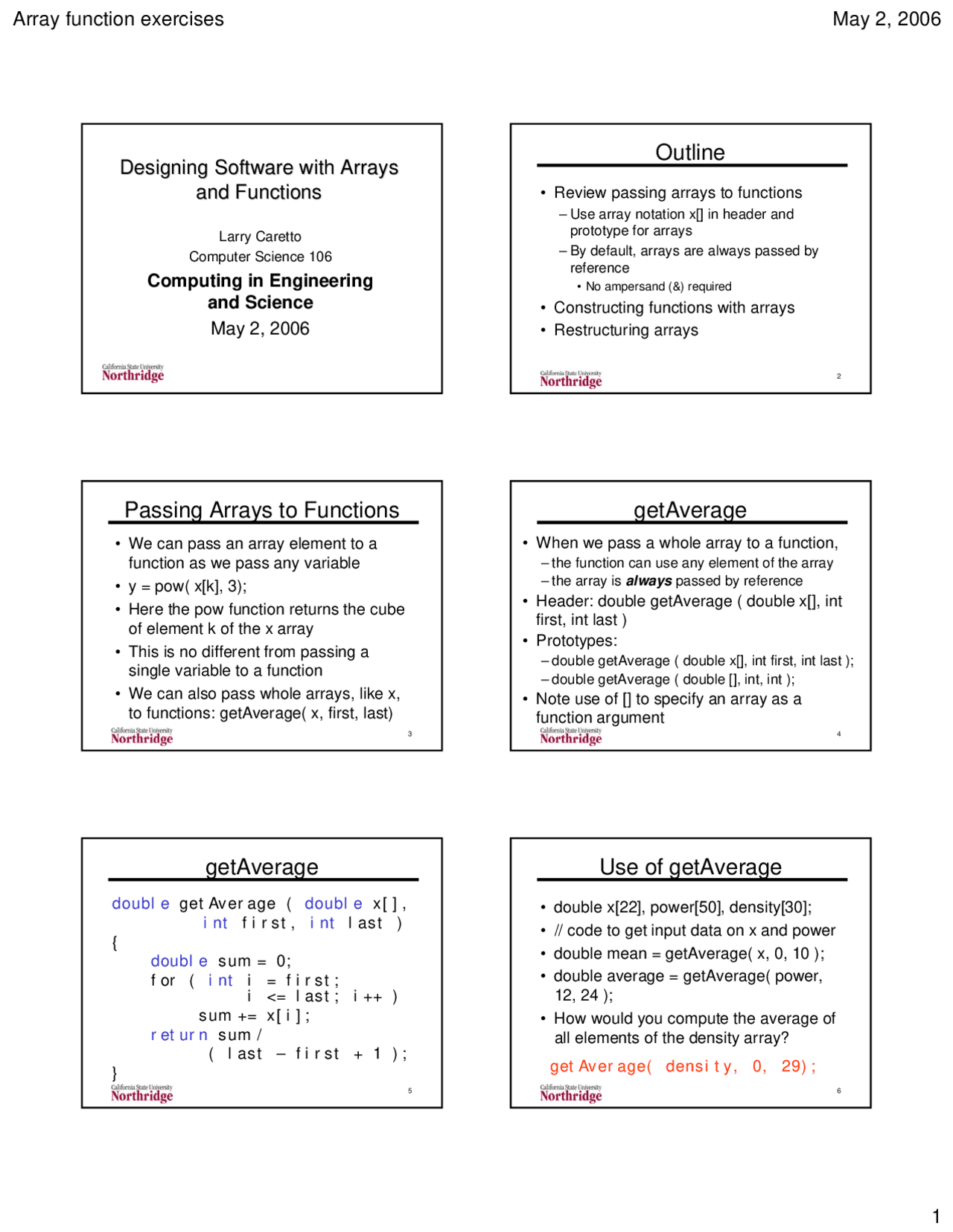Designing Software with Arrays - Computing in Engineering and Science ...