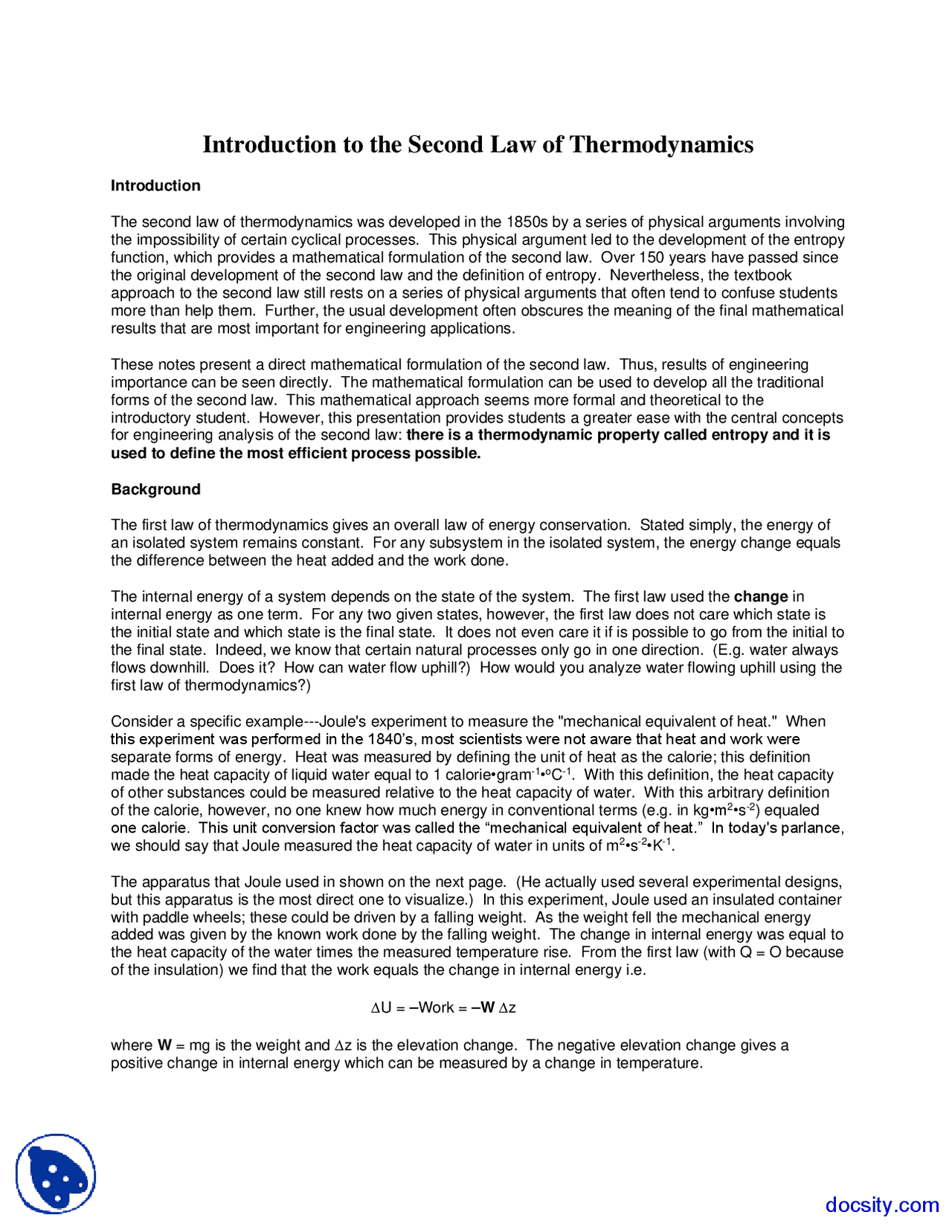 Second Law of Thermodynamics - Thermodynamics - Lecture Notes | Study ...