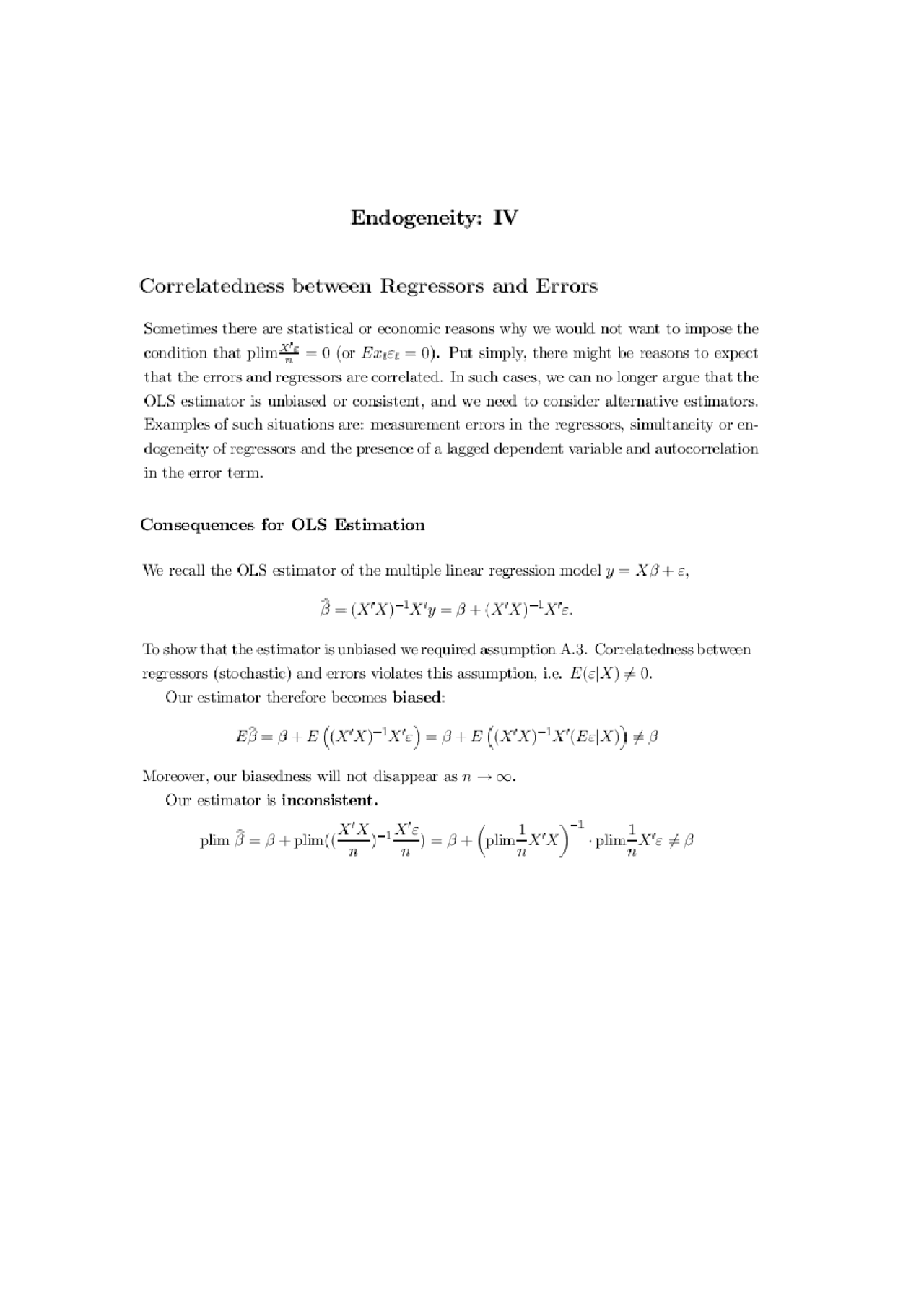 Endogeneity - Econometrics - Lecture Notes | Study notes Econometrics ...