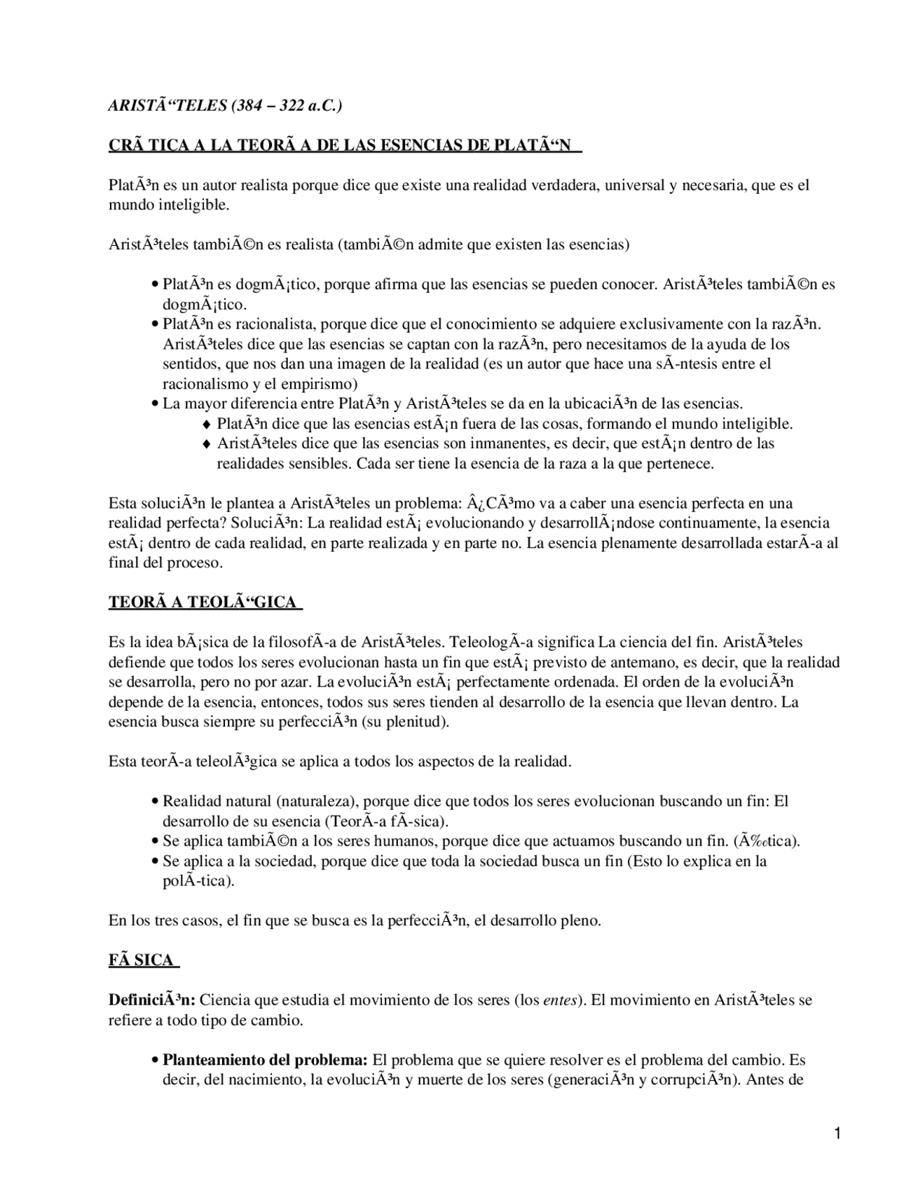 Apuntes sobre la Crítica a la teoría de las esencias de platón | Apuntes de  Filosofía | Docsity
