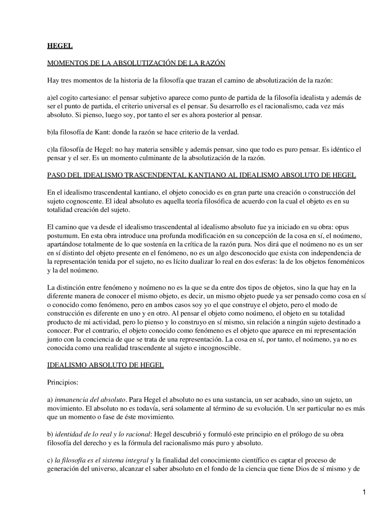 Apuntes Sobre Hegel Docsity