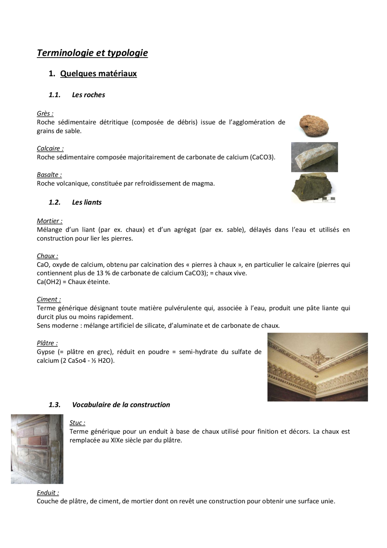 Notes sur les terminologie et la typologie - Docsity
