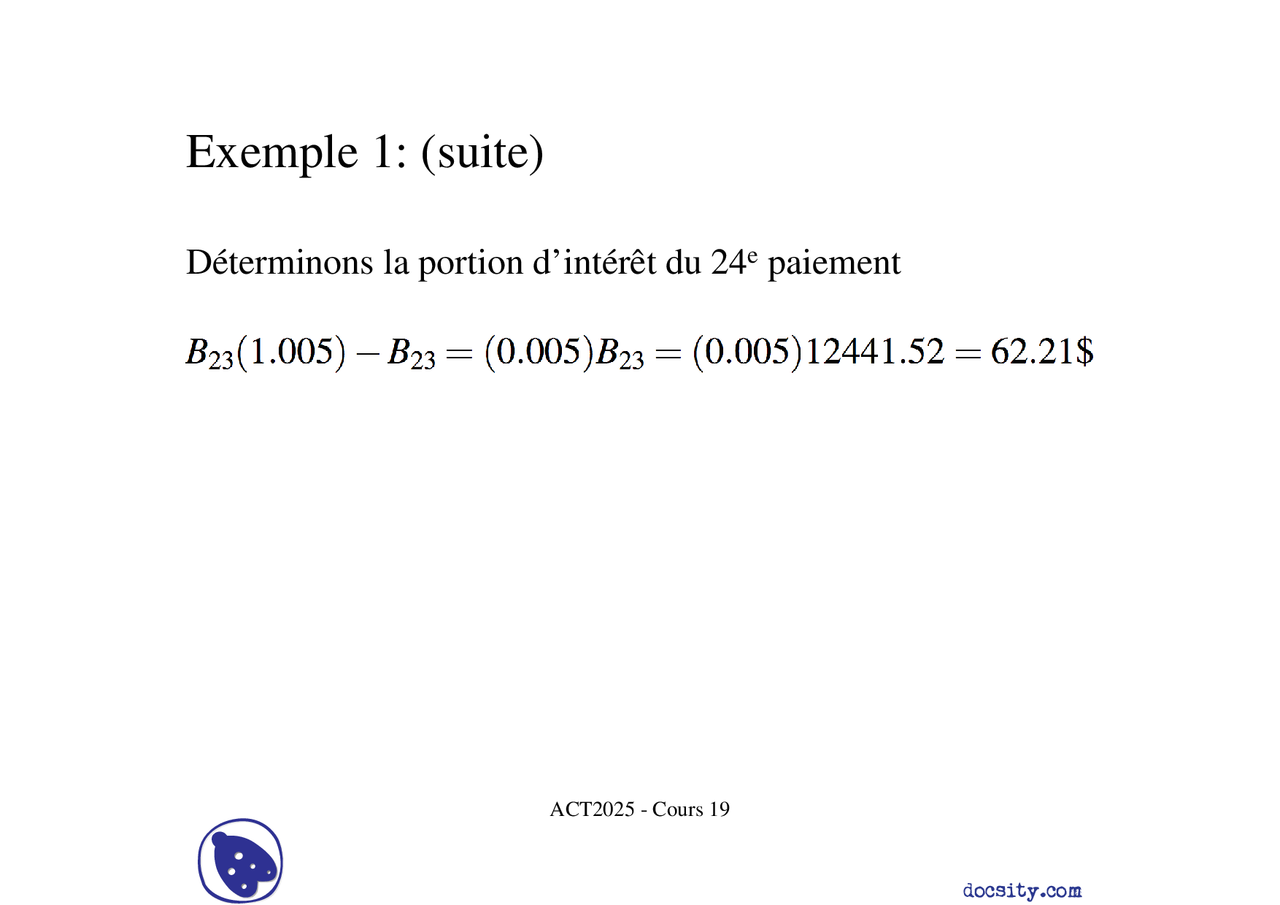 Notes sur les fondements des mathématiques financières 3° partie