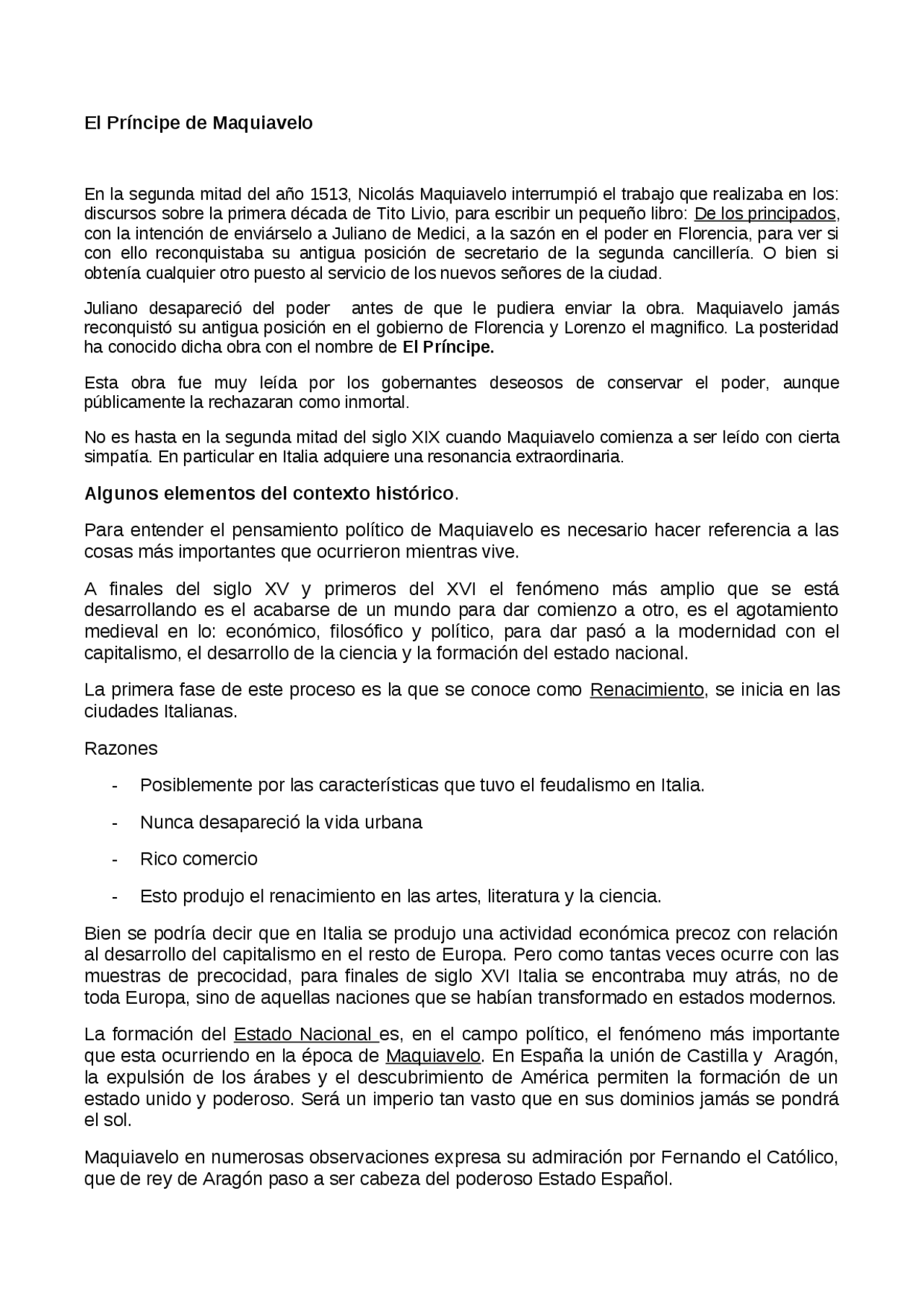 El Principe De Maquiavelo Docsity