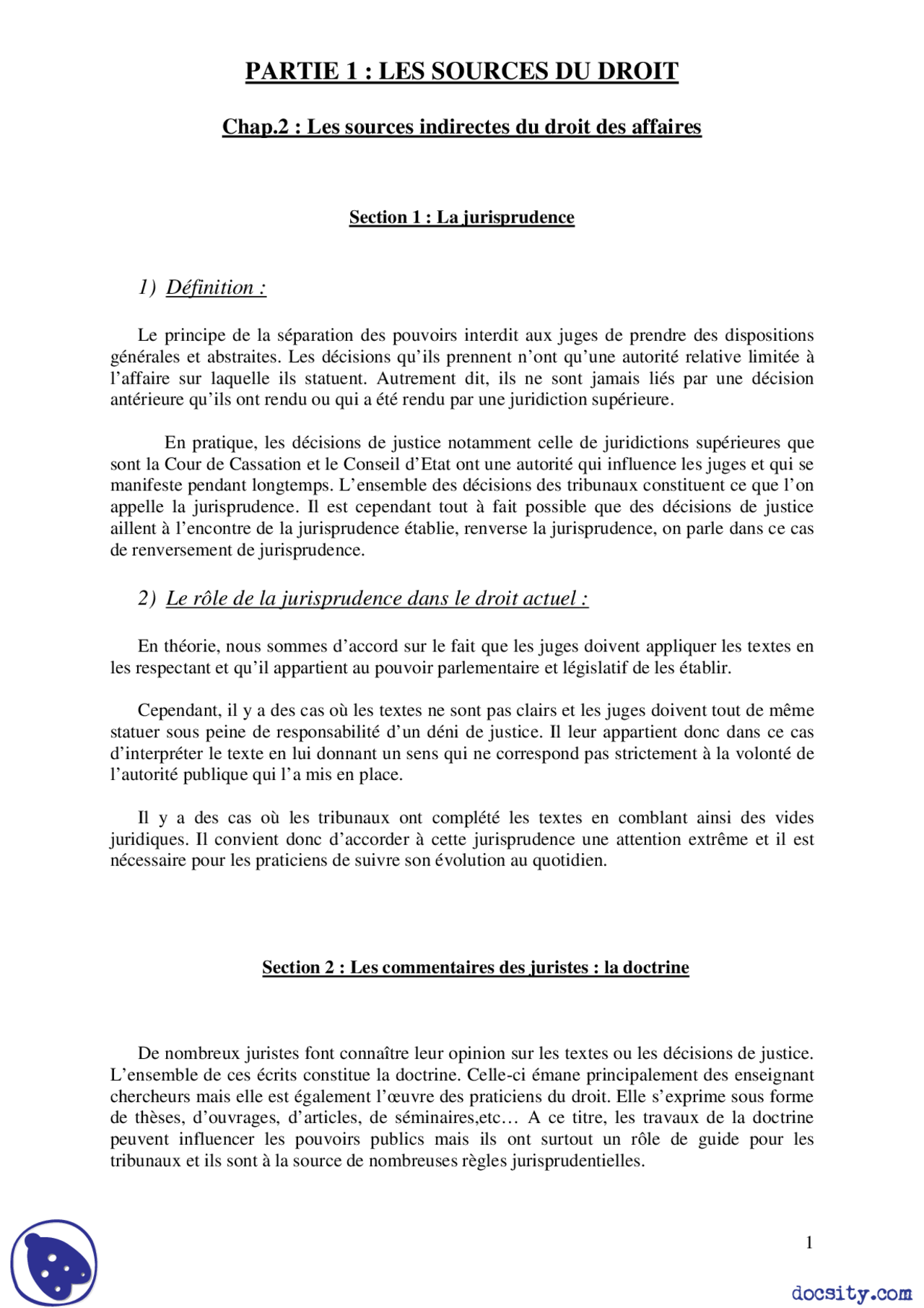 Notes sur le thème des sources du droit - 2° partie - Docsity